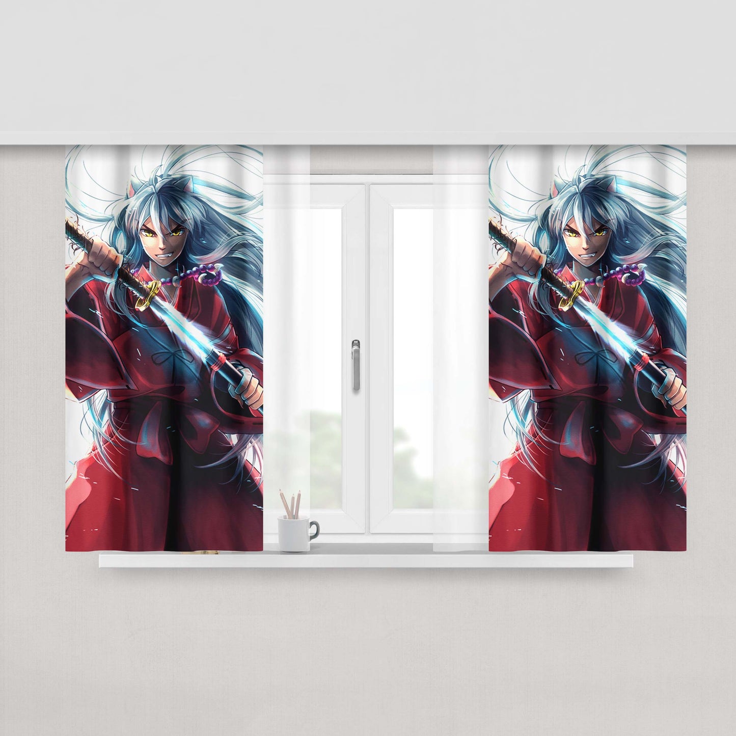 Inuyasha Anime Boy Peach Skin Window Curtains