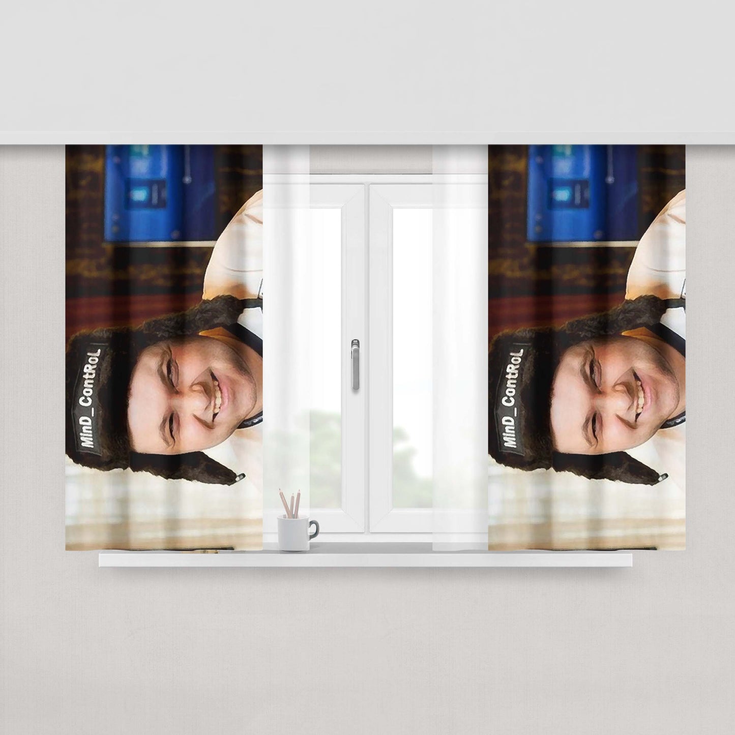 Ivan Borislavov Ivanov Mind Control Brush Paint Peach Skin Window Curtains