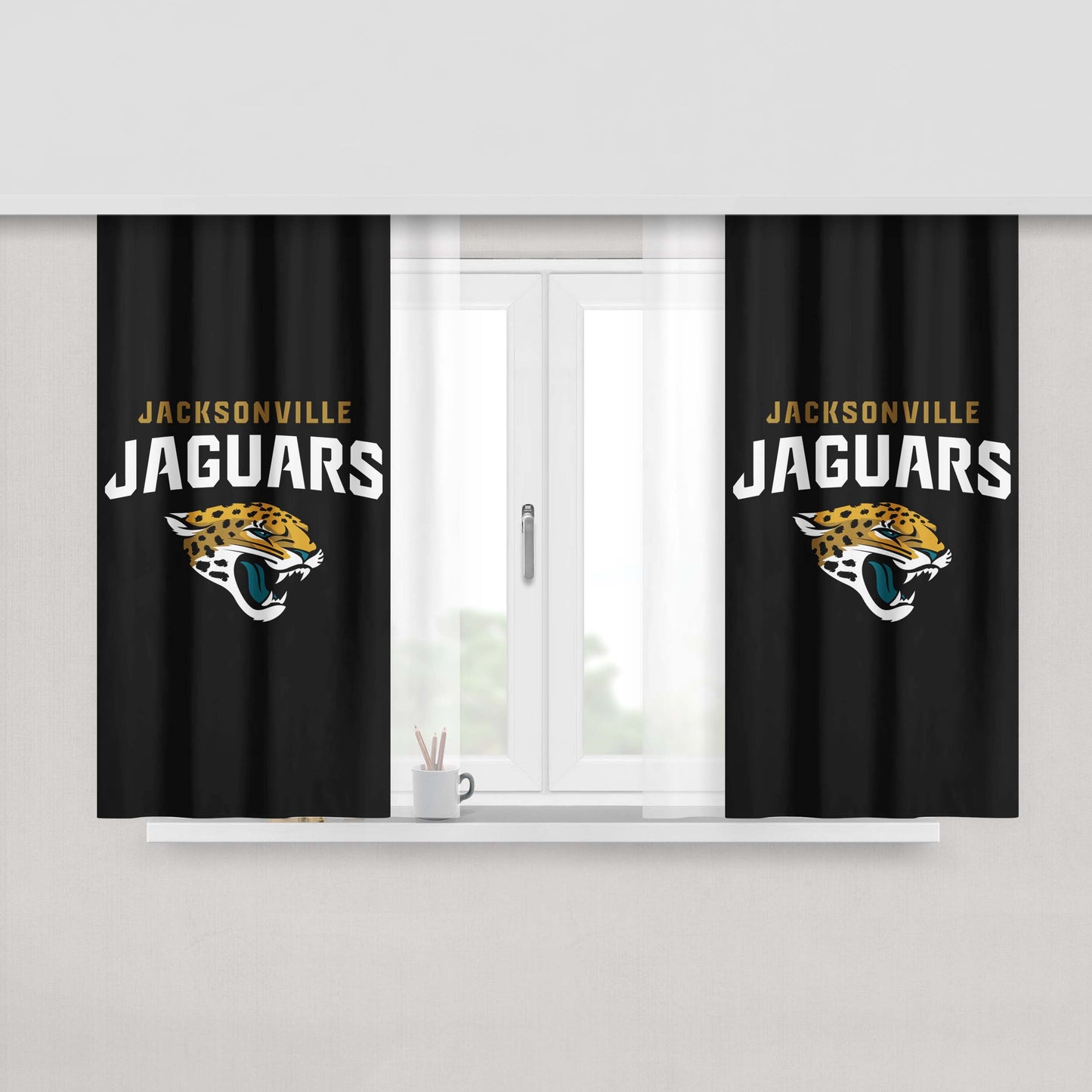 Jacksonville Jaguars Primary Logo Peach Skin Window Curtains