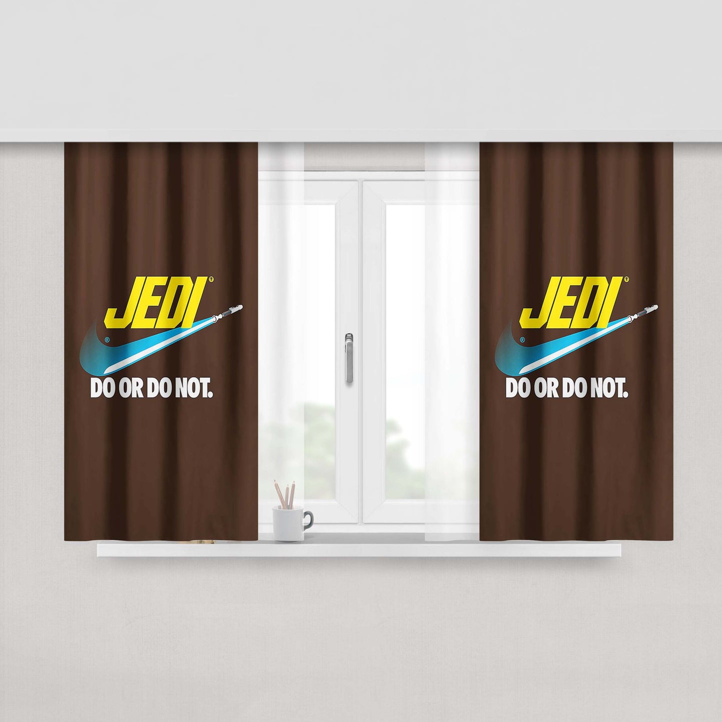 Jedi Do Or Do Not Peach Skin Window Curtains