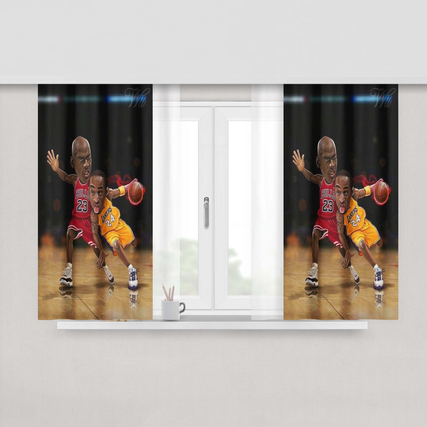 Jordan Vs Kobe Bryant Peach Skin Window Curtains