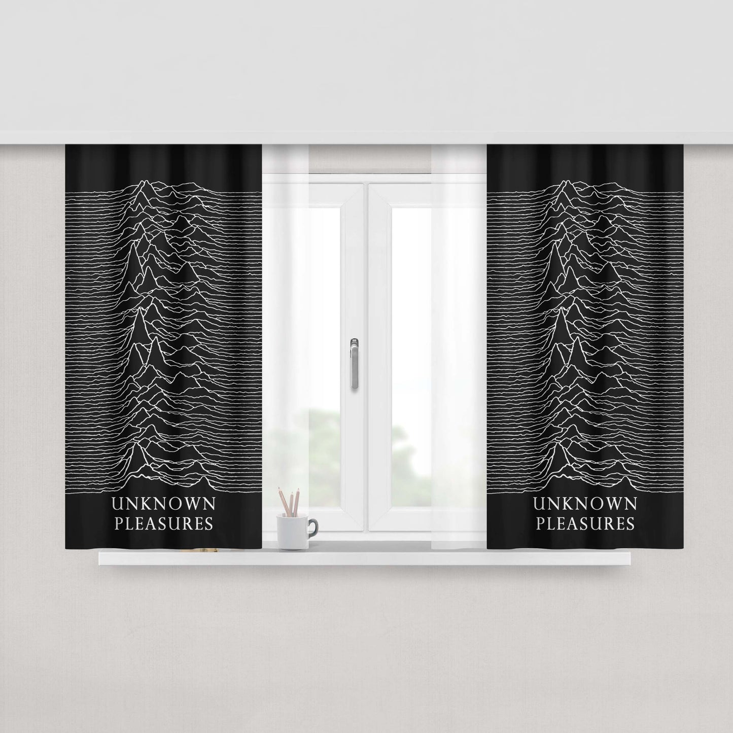 Joy Division Unknown Pleasure Peach Skin Window Curtains