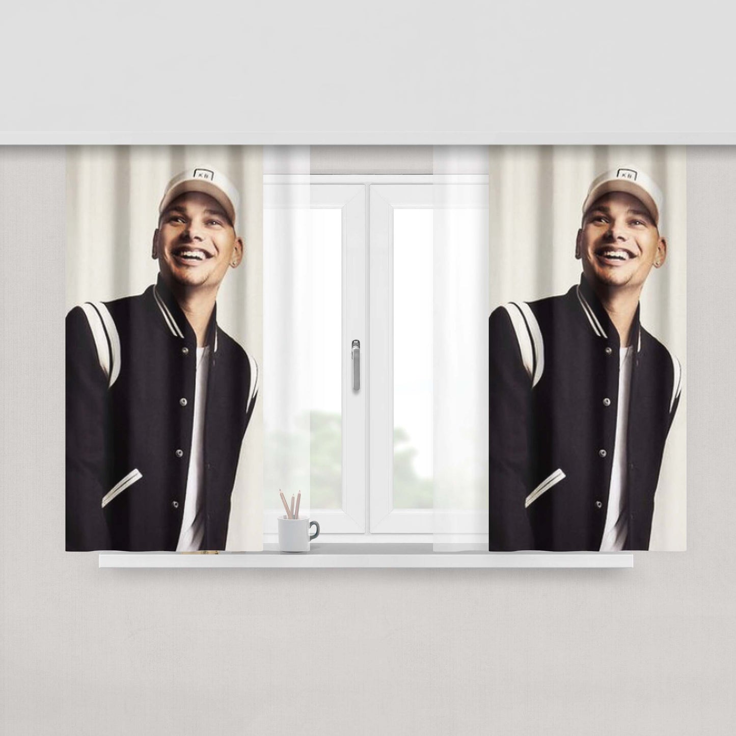 Kane Brown With Hat Peach Skin Window Curtains