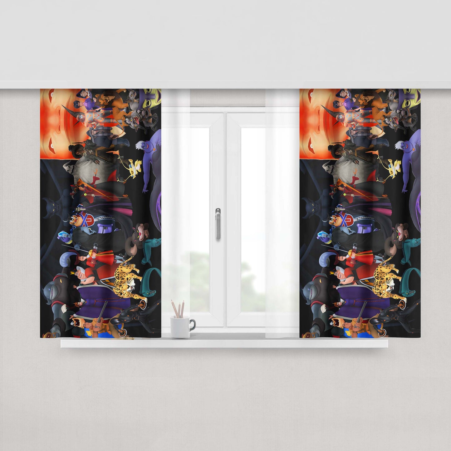 Kingdom Hearts Disney Villains Peach Skin Window Curtains