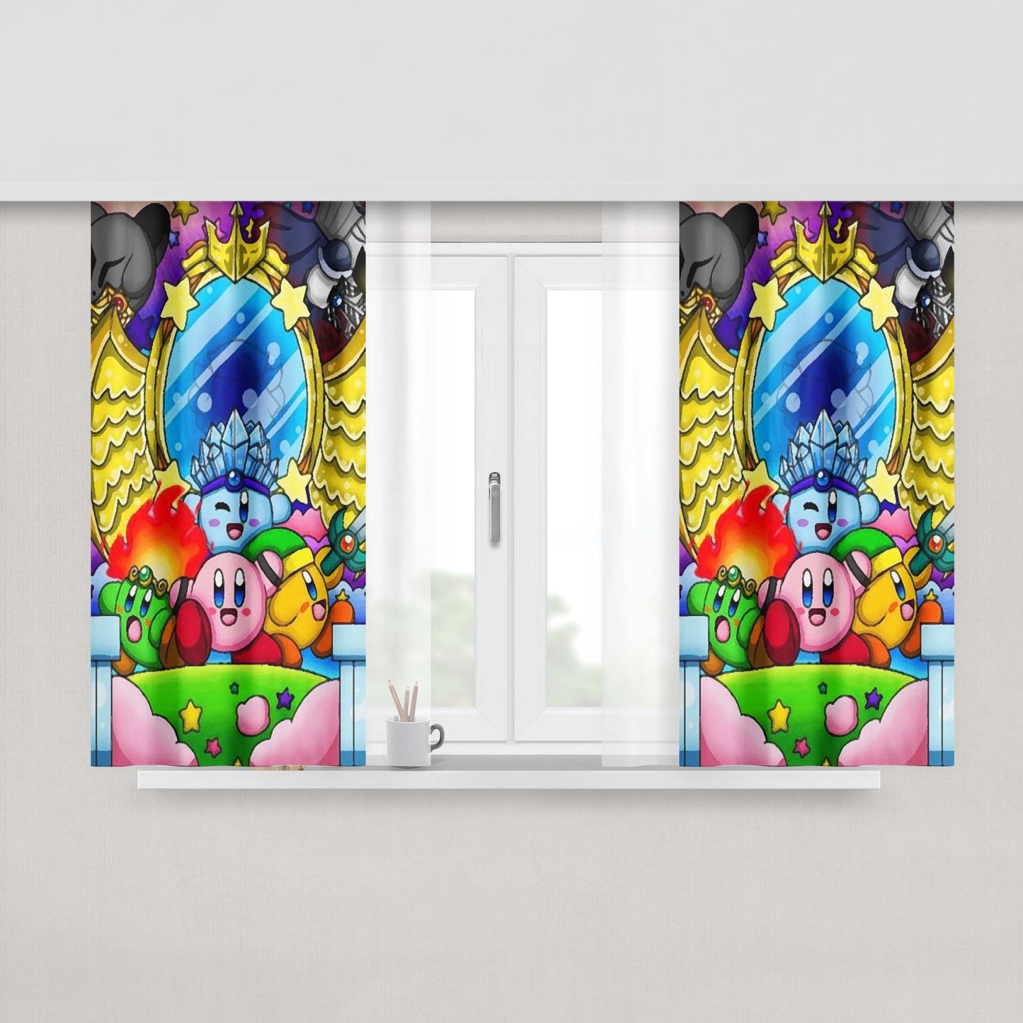 Kirby Triple Deluxe Kingdom Arts And Friends Peach Skin Window Curtains