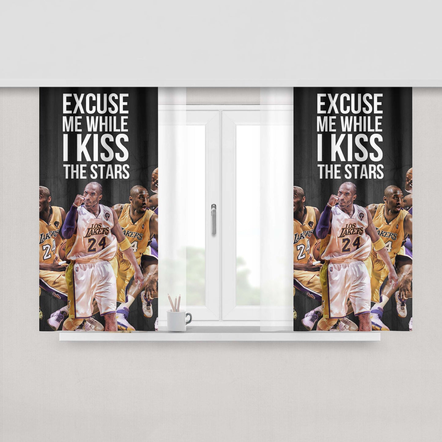 Kobe Bryant 3D Peach Skin Window Curtains