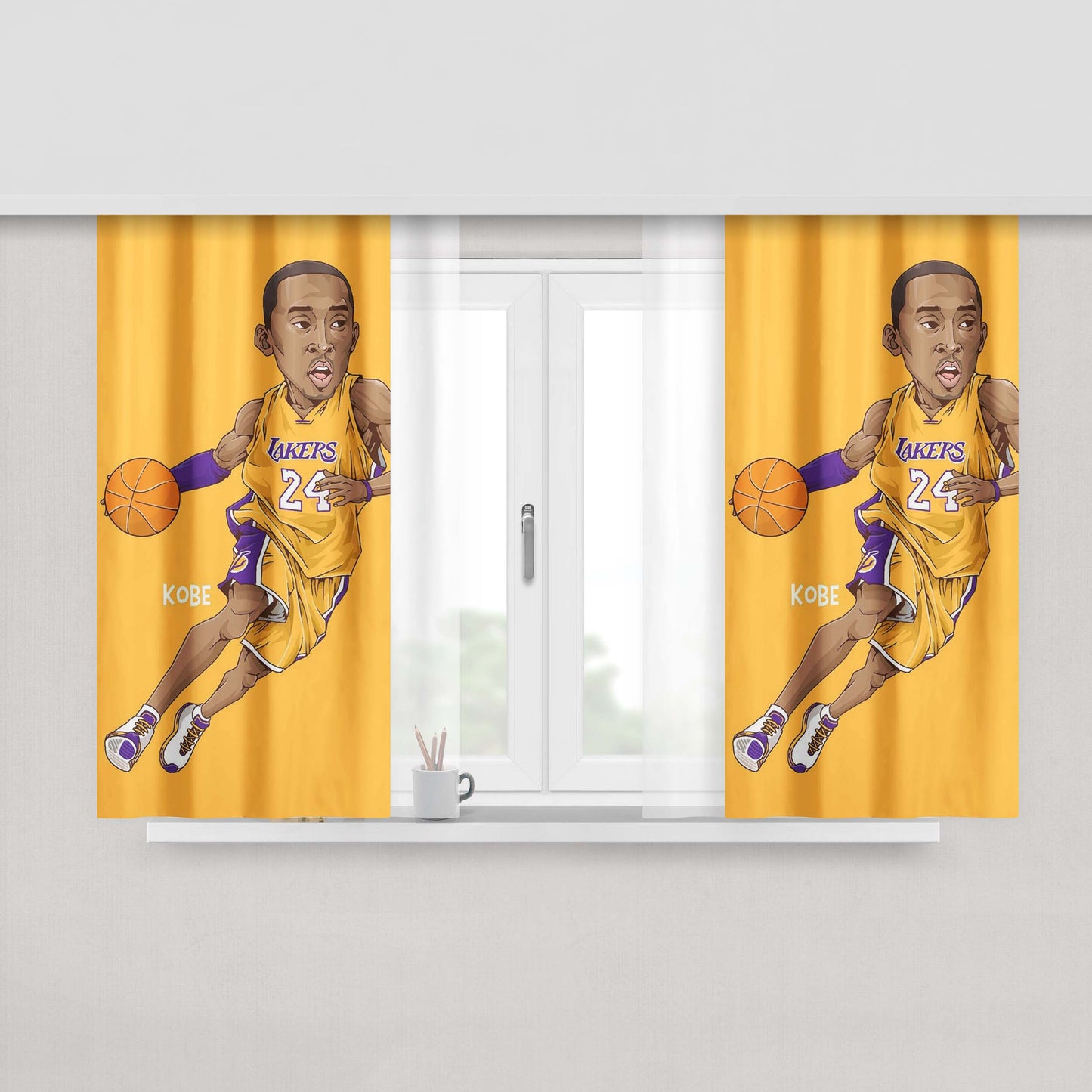Kobe Bryant Art Peach Skin Window Curtains