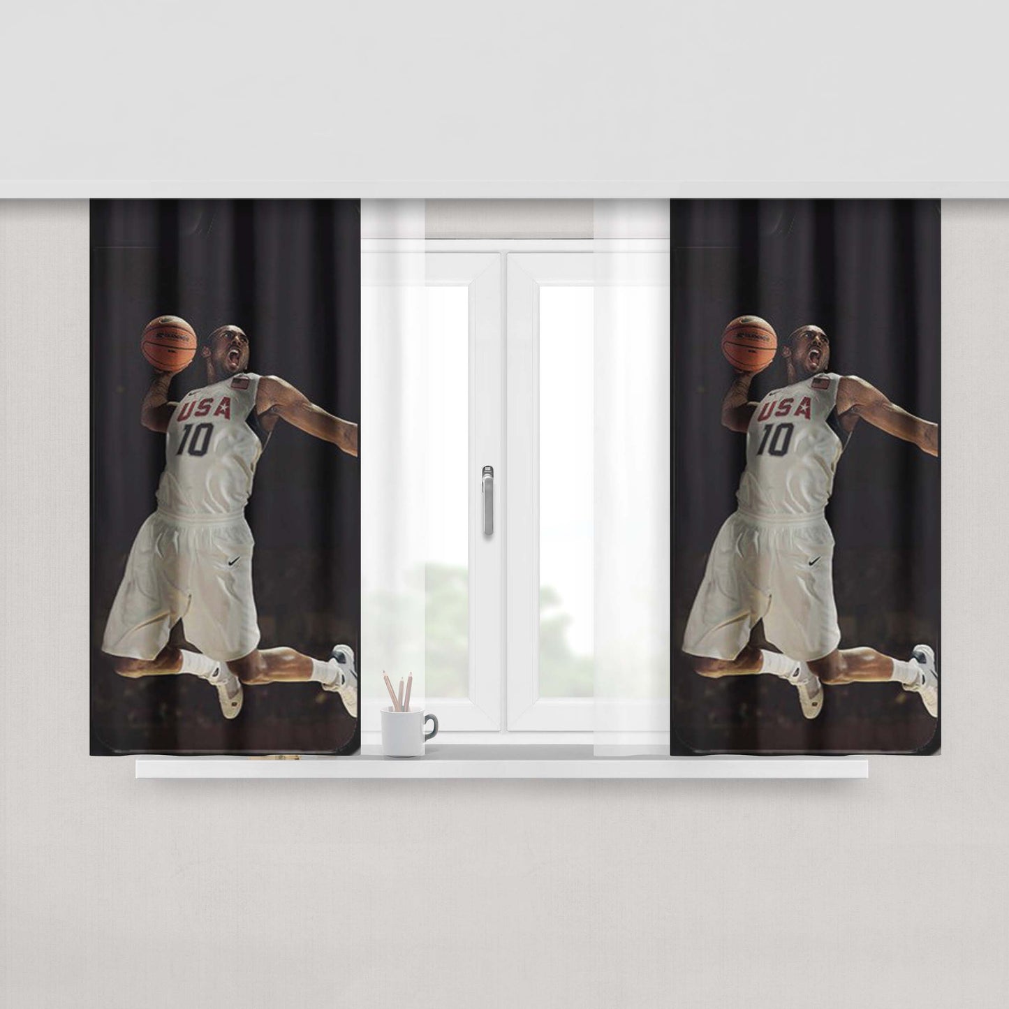Kobe Bryant Basketball Usa Team 9 Peach Skin Window Curtains