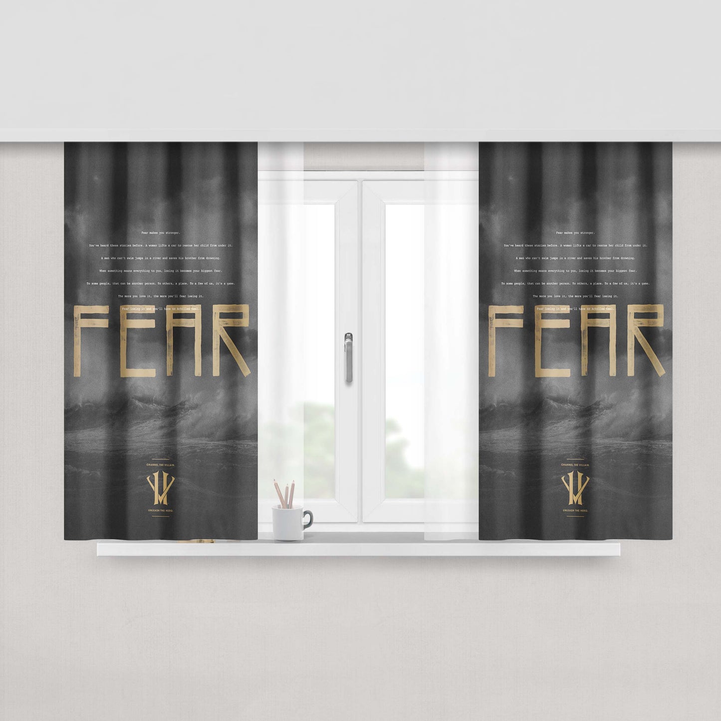 Kobe Bryant Fear Herovillain Peach Skin Window Curtains