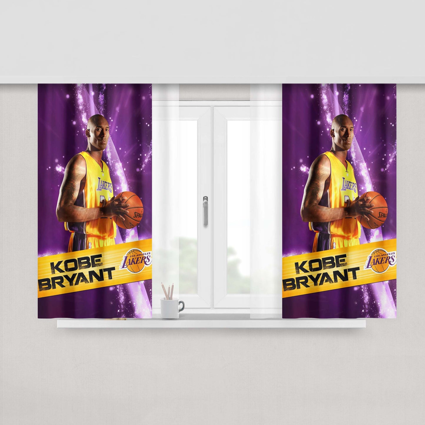 Kobe Bryant Lakers Nba Team Peach Skin Window Curtains