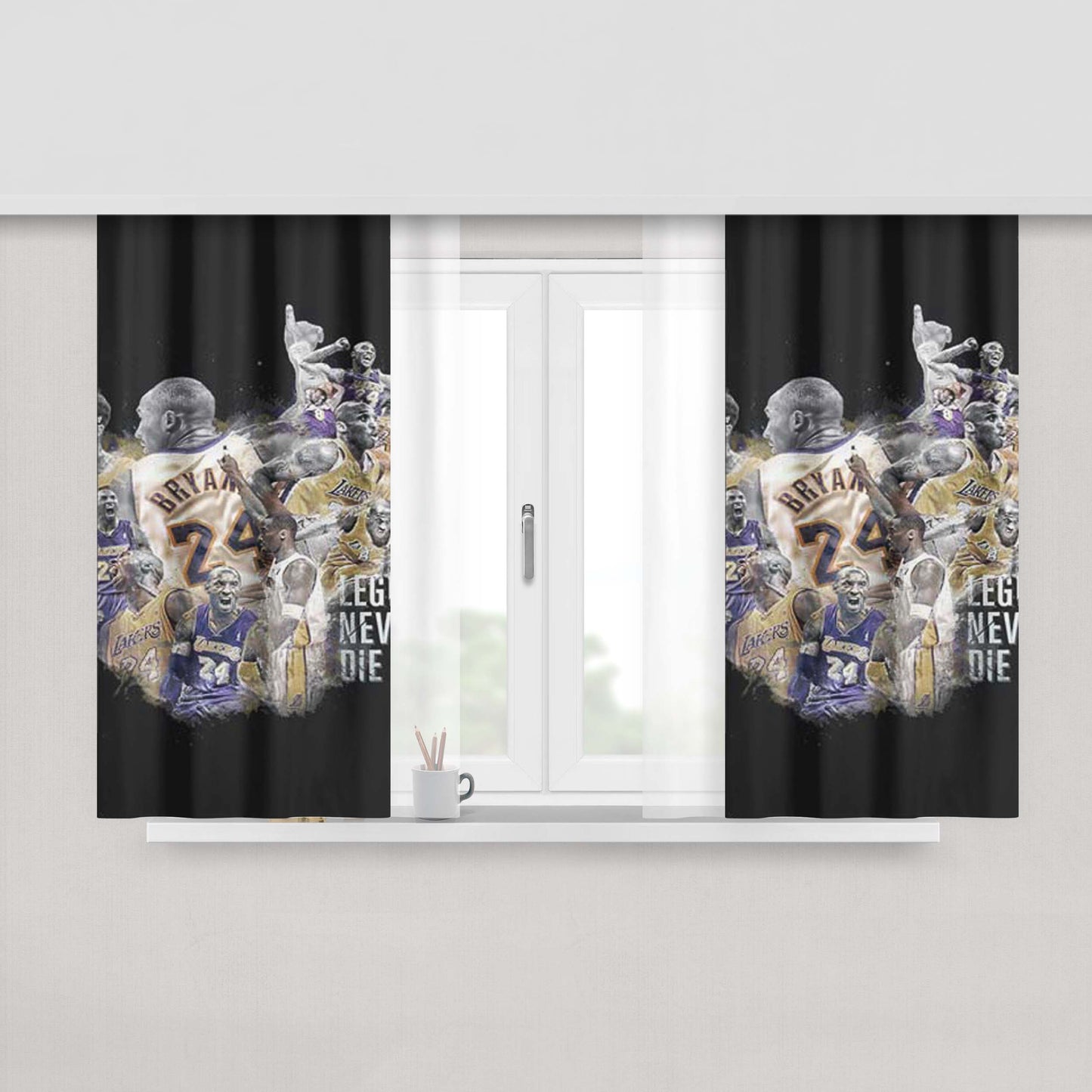 Kobe Bryant Legends Never Die Peach Skin Window Curtains