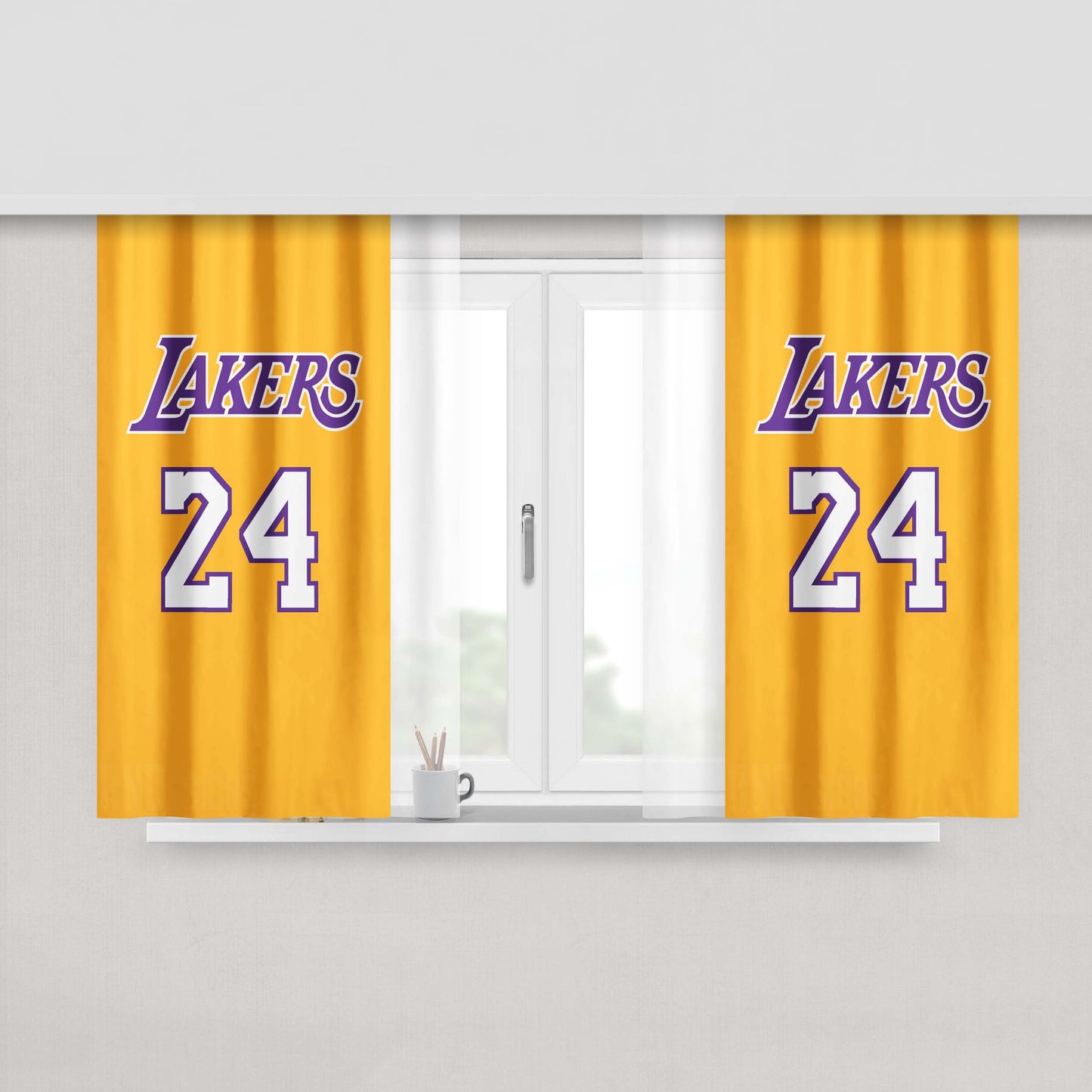 La Lakers Jersey 24 Kobe Bryant Peach Skin Window Curtains