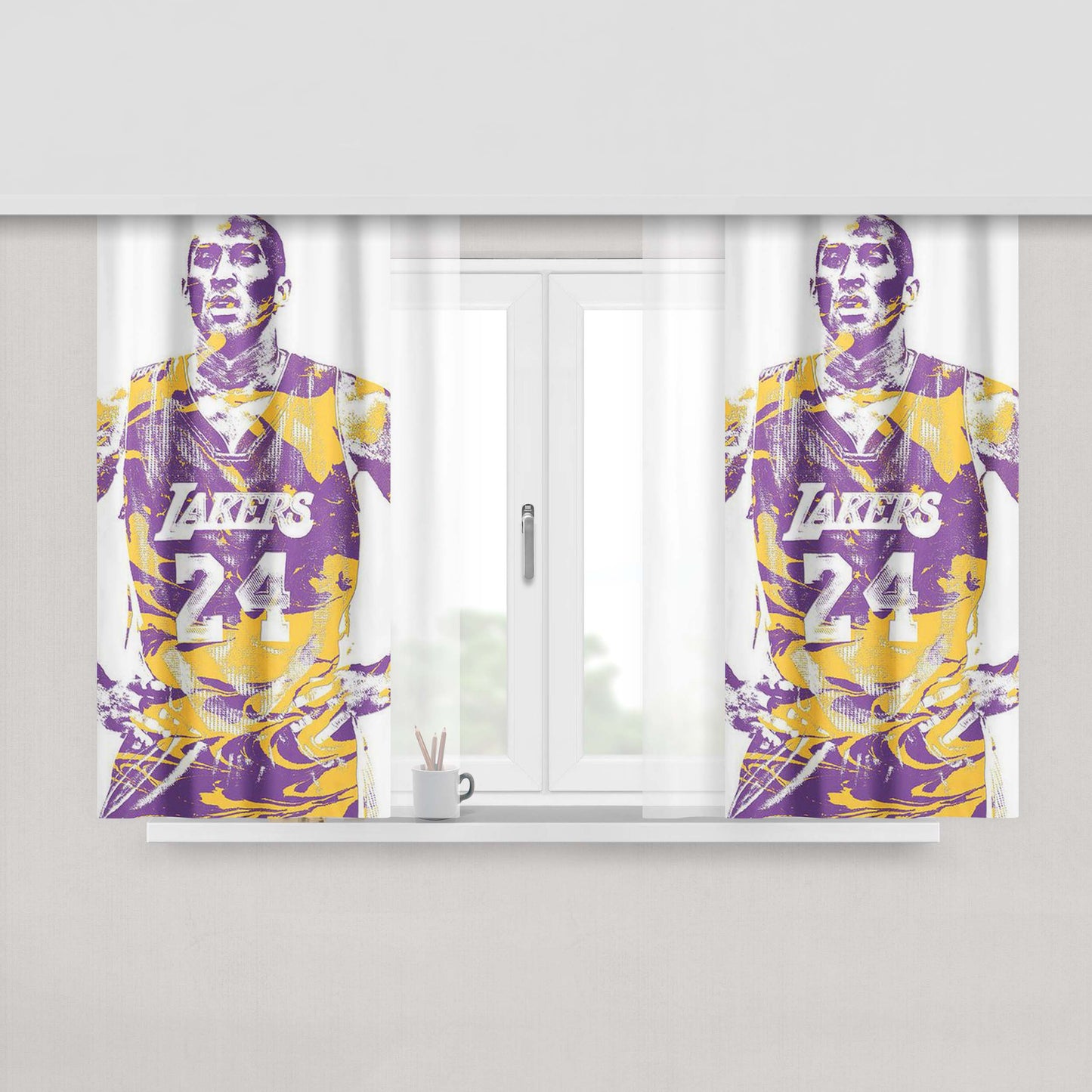 Lakers Kobe Bryant Overlay Style Peach Skin Window Curtains
