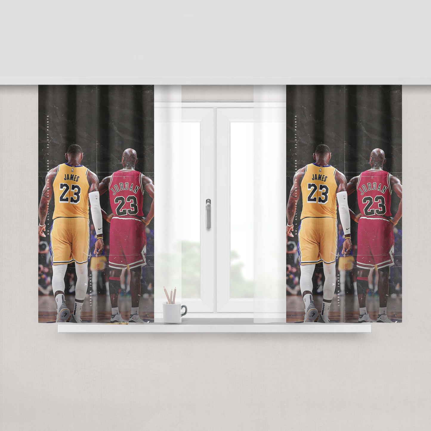 Lebron James And Jordan Nba Peach Skin Window Curtains