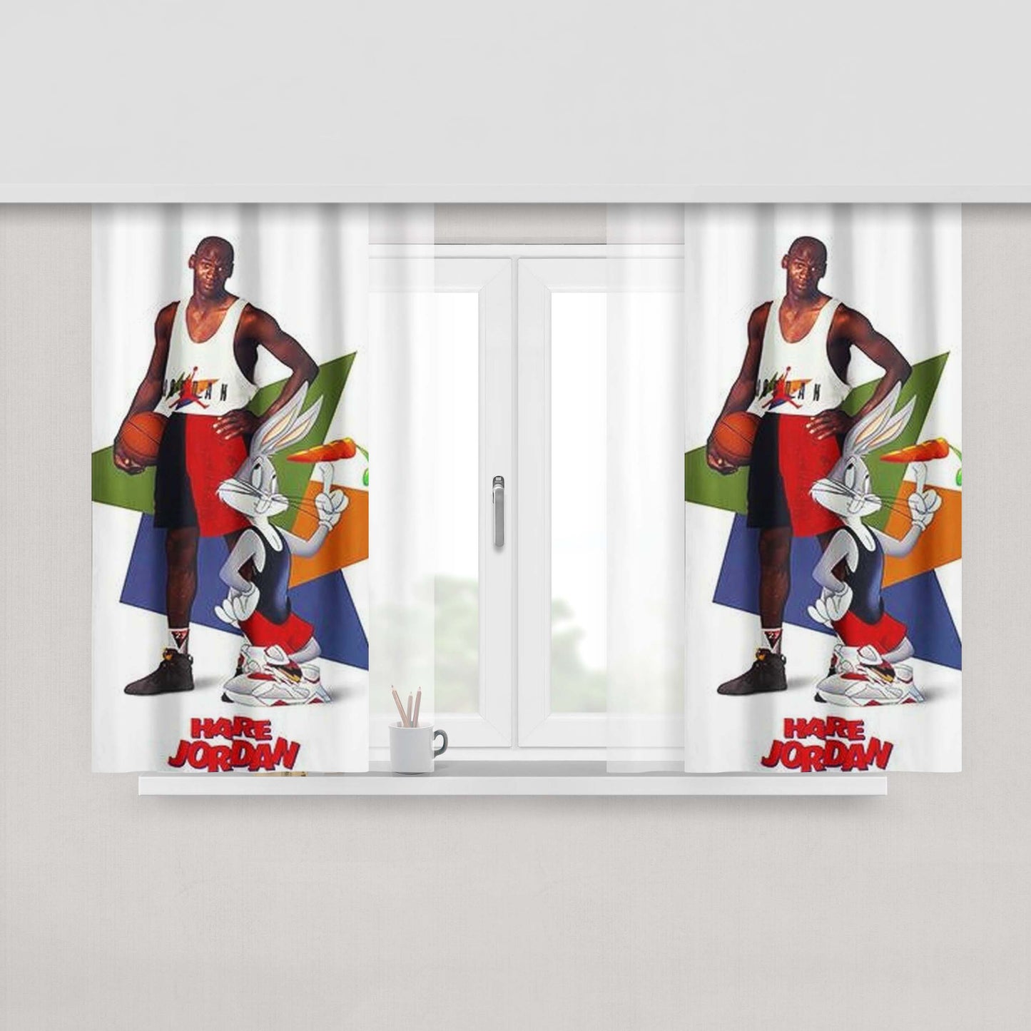 Looney Tunes Nike Michael Jordan Peach Skin Window Curtains