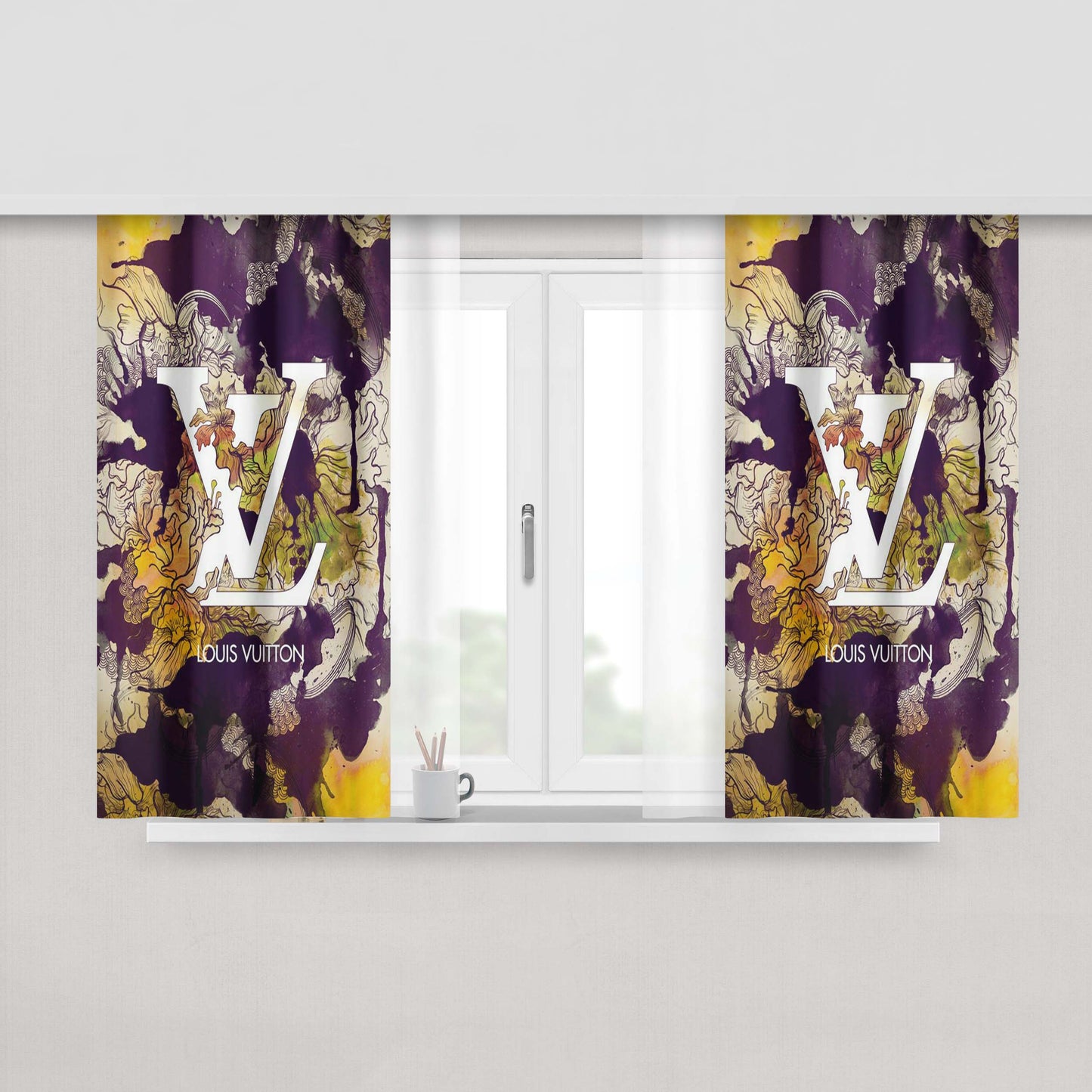 Louis Vuitton Art Lower Amazing Peach Skin Window Curtains