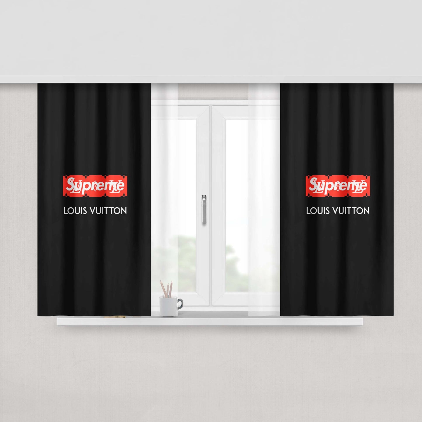 Louis Vuitton Supreme Simple Peach Skin Window Curtains
