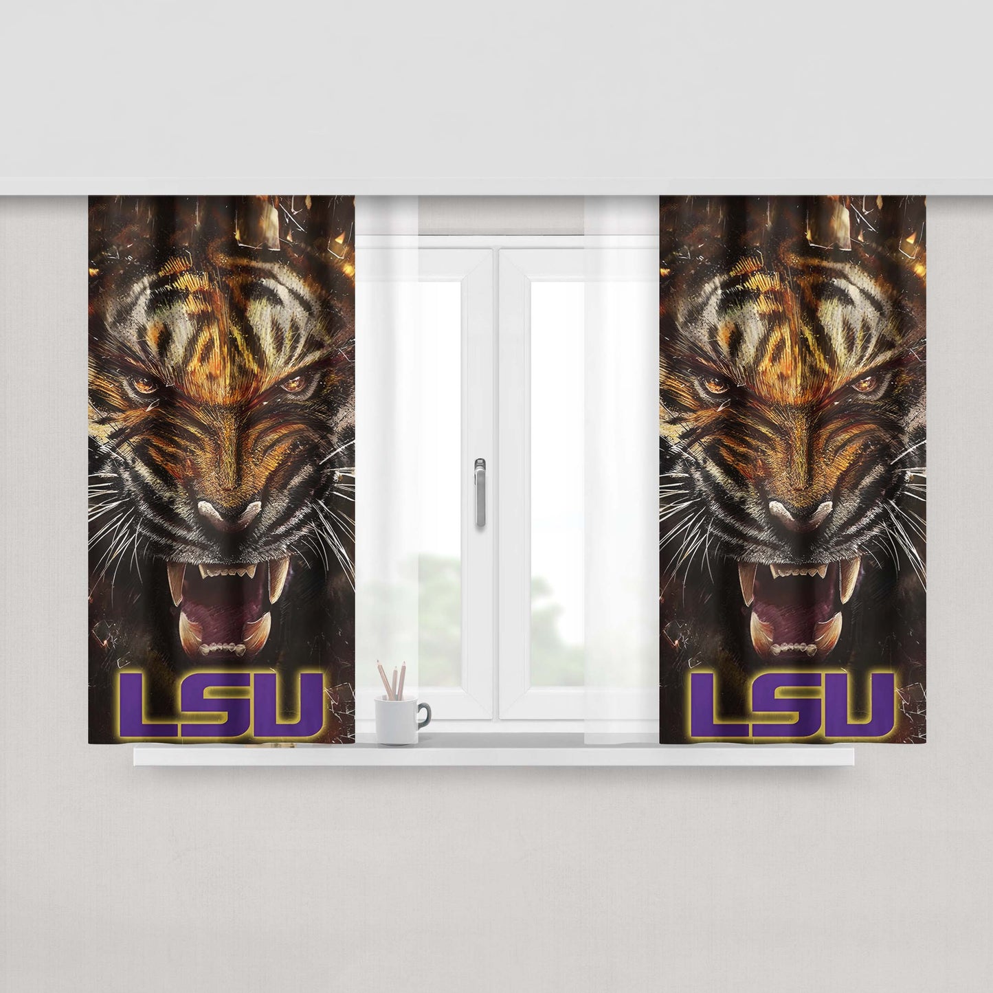 Lsu Tigers 3 Peach Skin Window Curtains