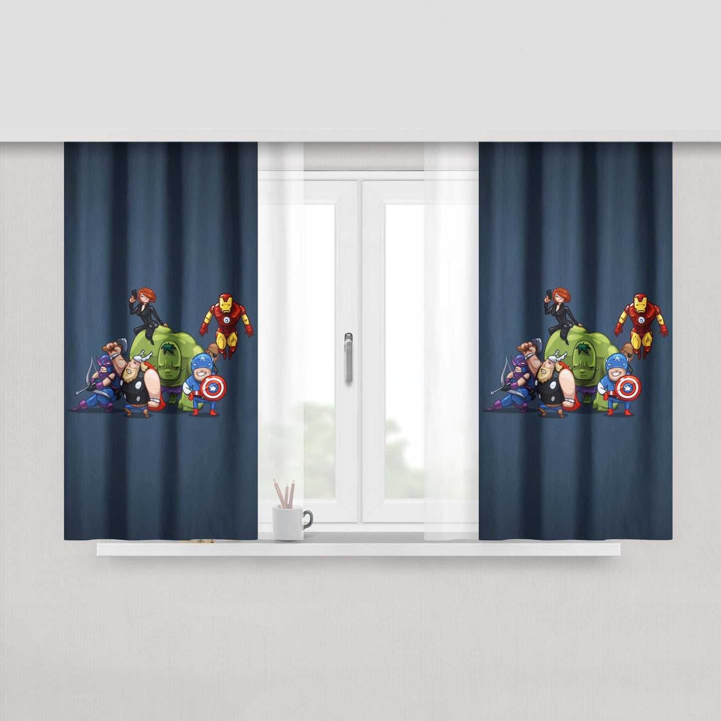 Marvel Chibi Peach Skin Window Curtains