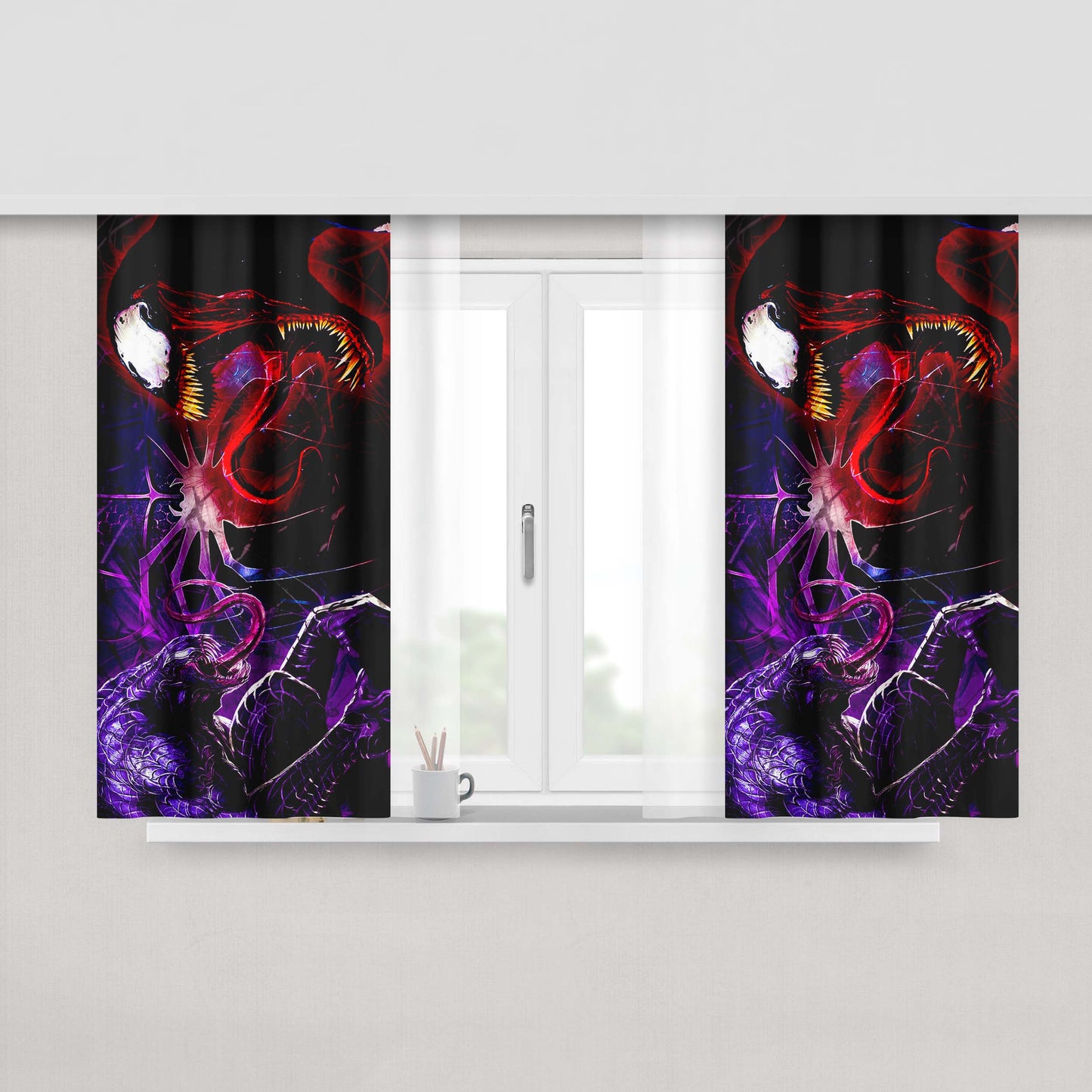 Marvel Rage Of Venom Peach Skin Window Curtains
