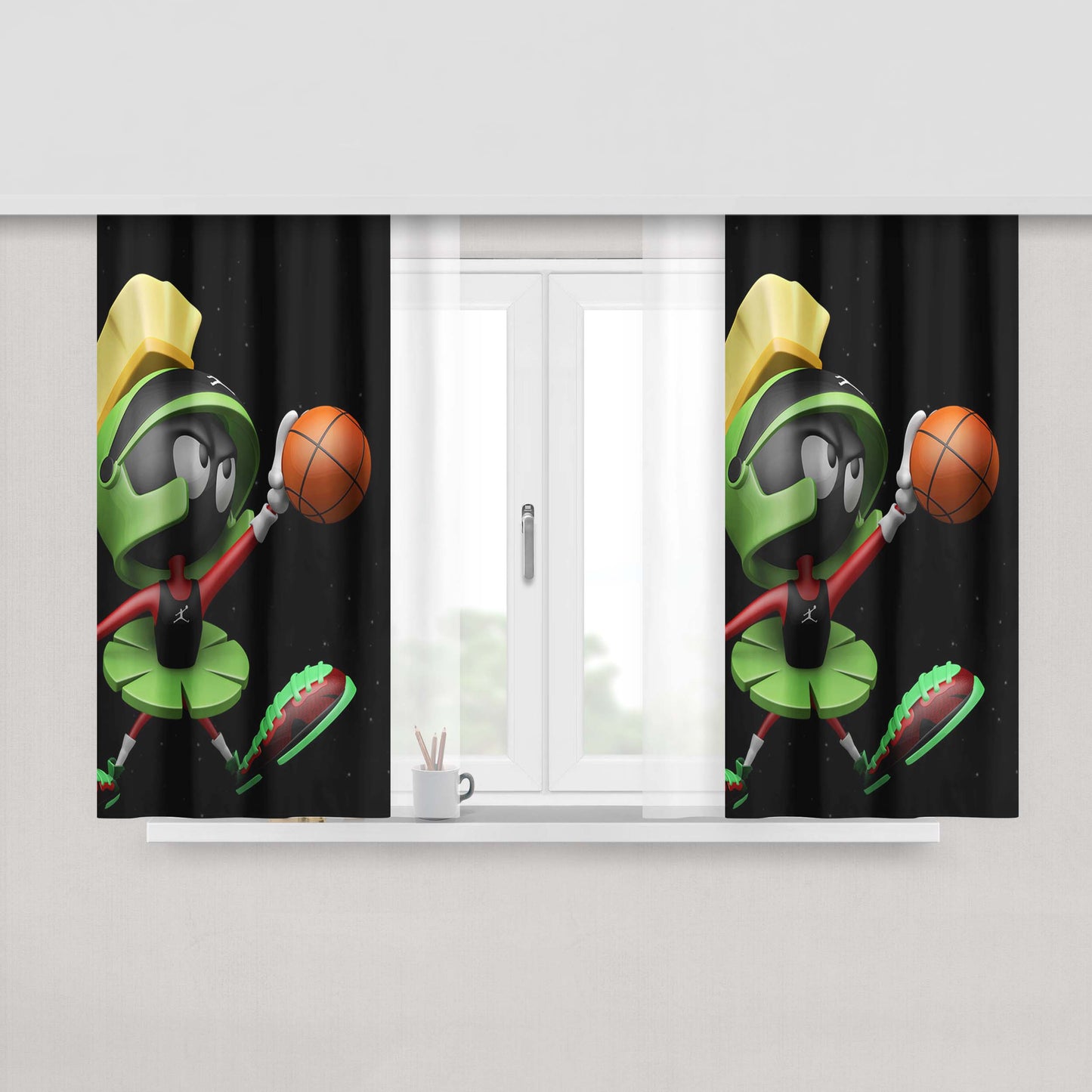 Marvin The Martian Basket Jordan Peach Skin Window Curtains