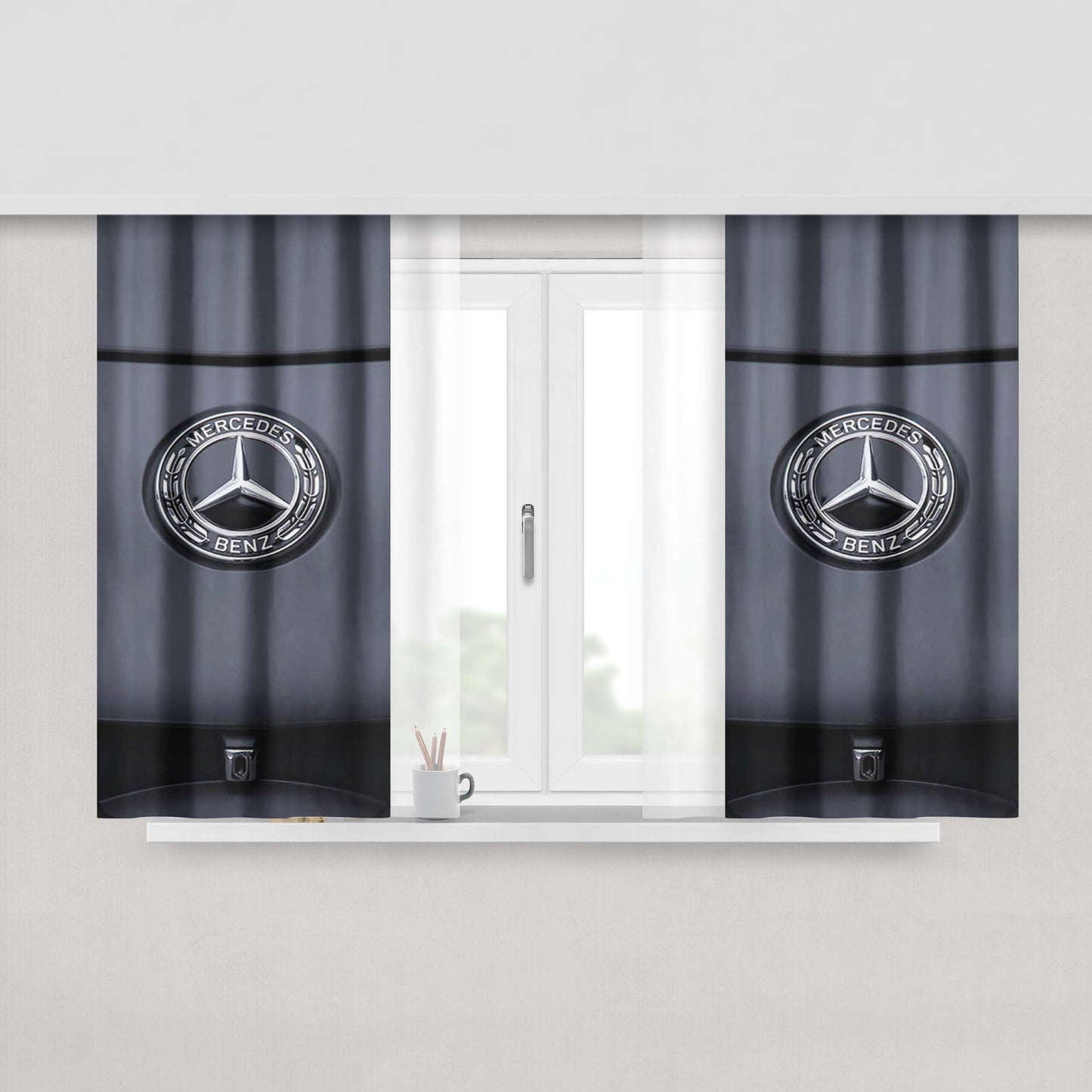 Mercedes Benz Emblem Peach Skin Window Curtains