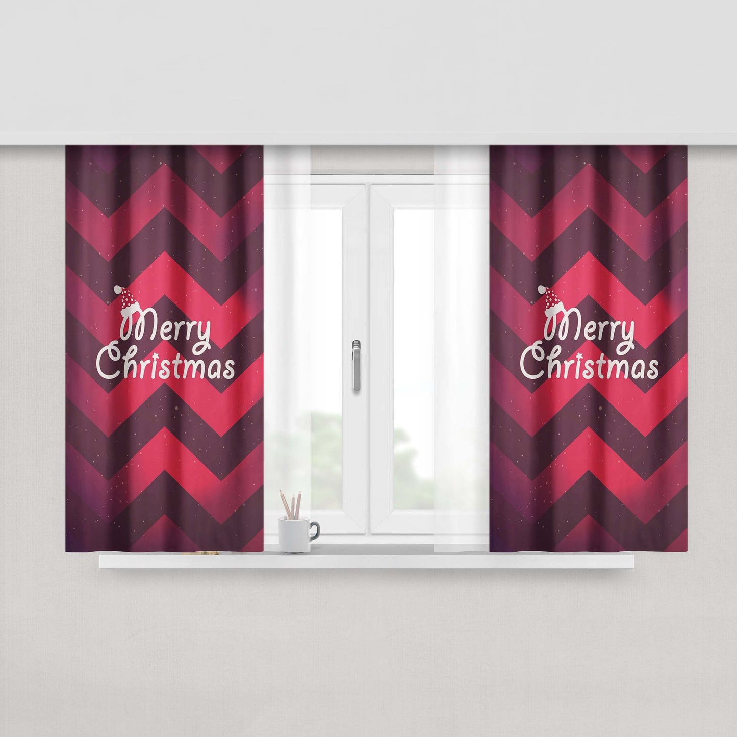 Merry Christmas Cute Peach Skin Window Curtains