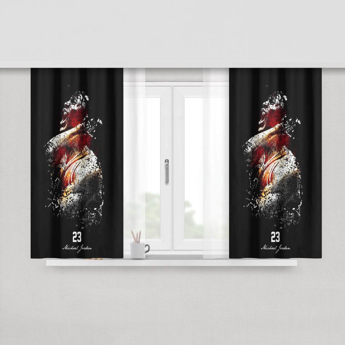 Michael Jordan 23 Art Abstract Peach Skin Window Curtains