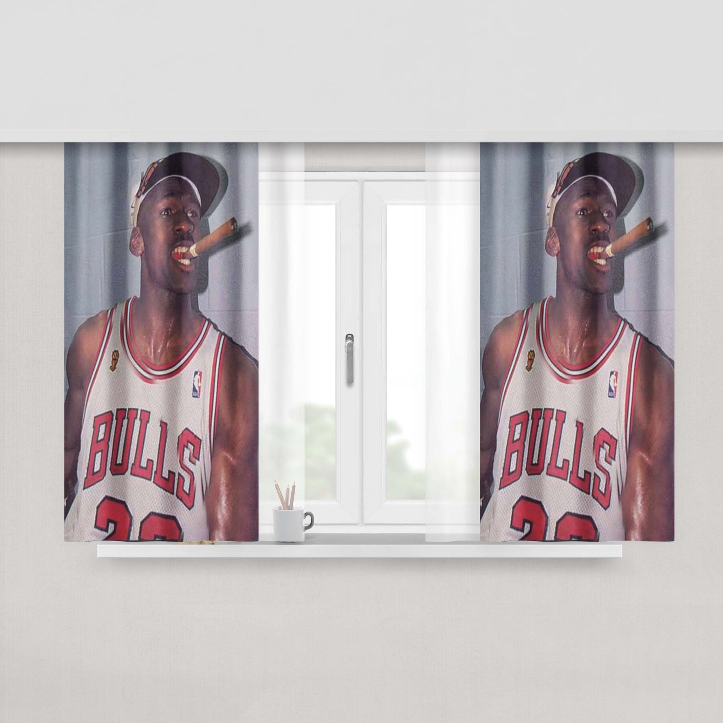 Michael Jordan Cigar Peach Skin Window Curtains