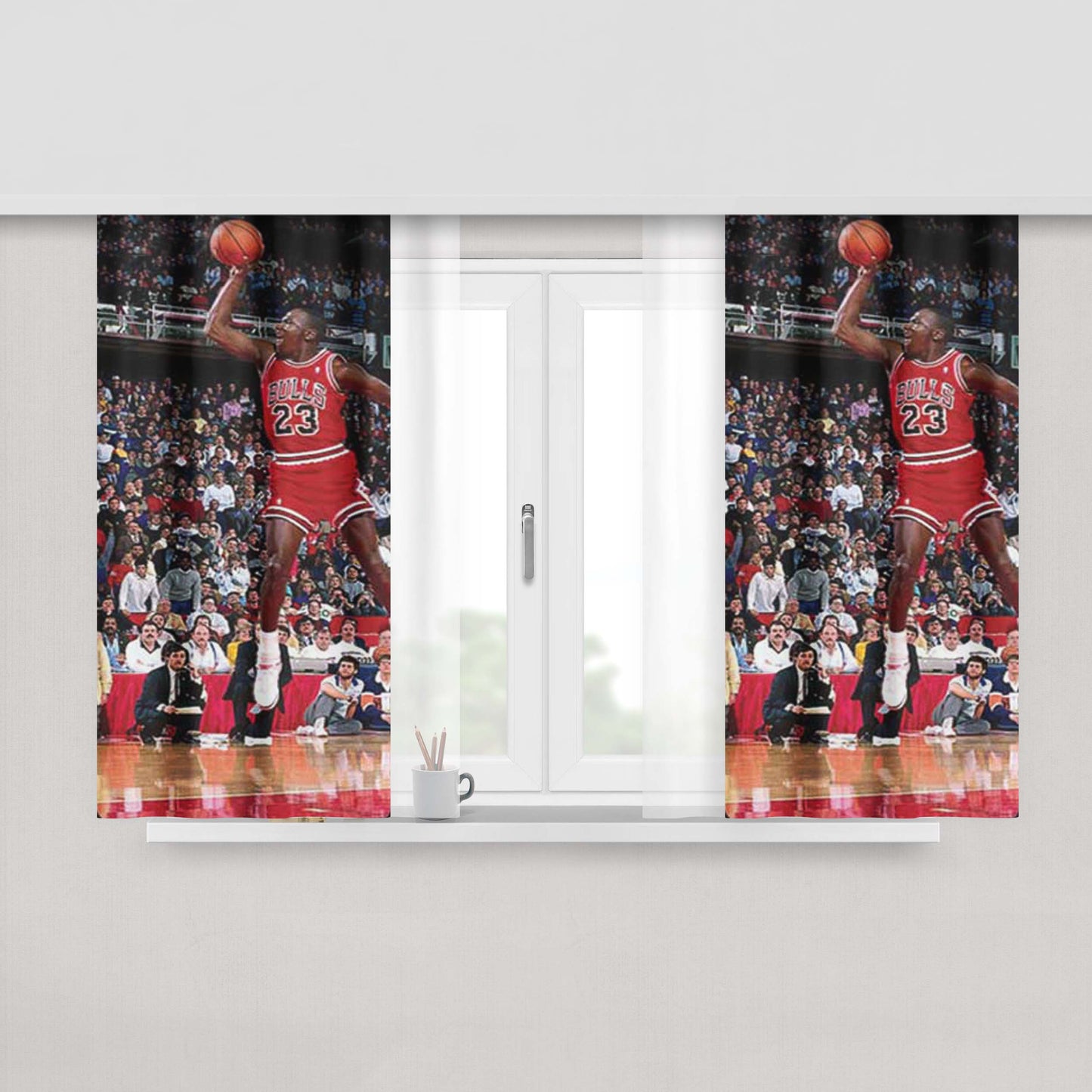 Michael Jordan Dunk Vintage Look Peach Skin Window Curtains