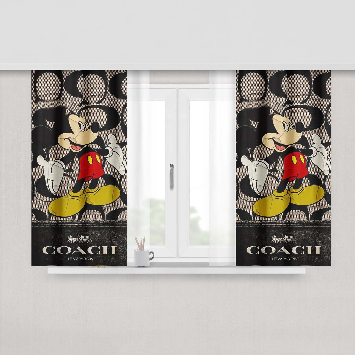 Mickey Mouse Coach New York Peach Skin Window Curtains
