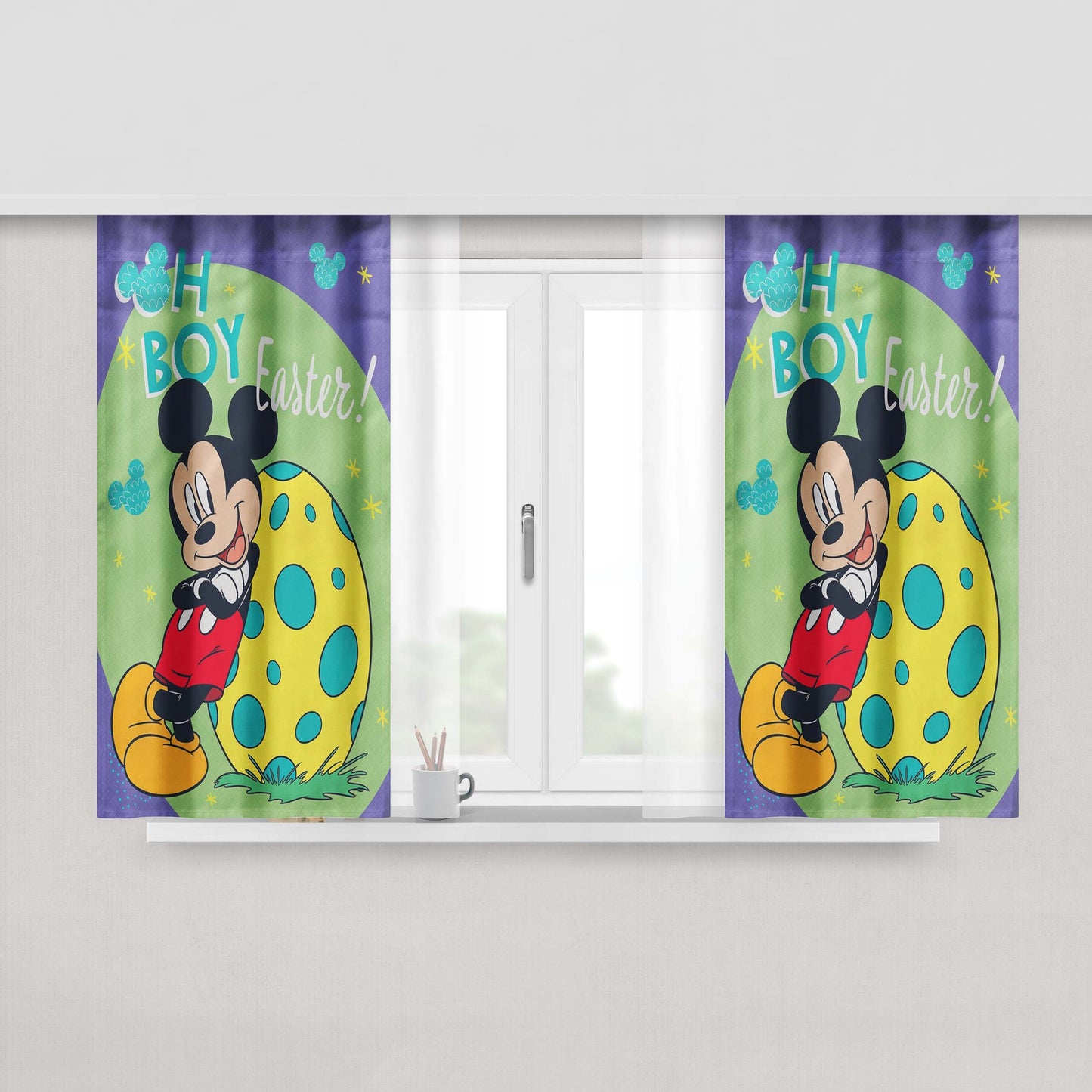 Mickey Mouse Easter Peach Skin Window Curtains