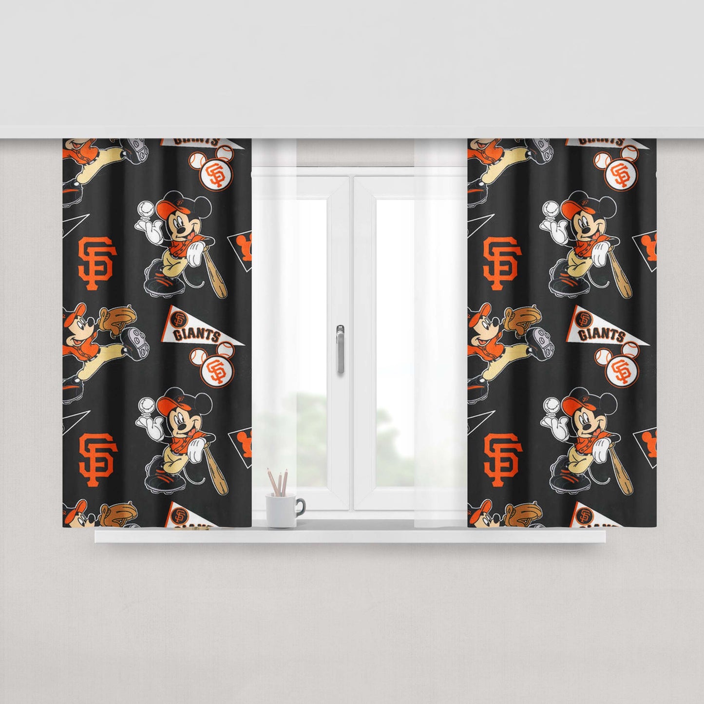 Mickey Mouse San Francisco Giants Peach Skin Window Curtains