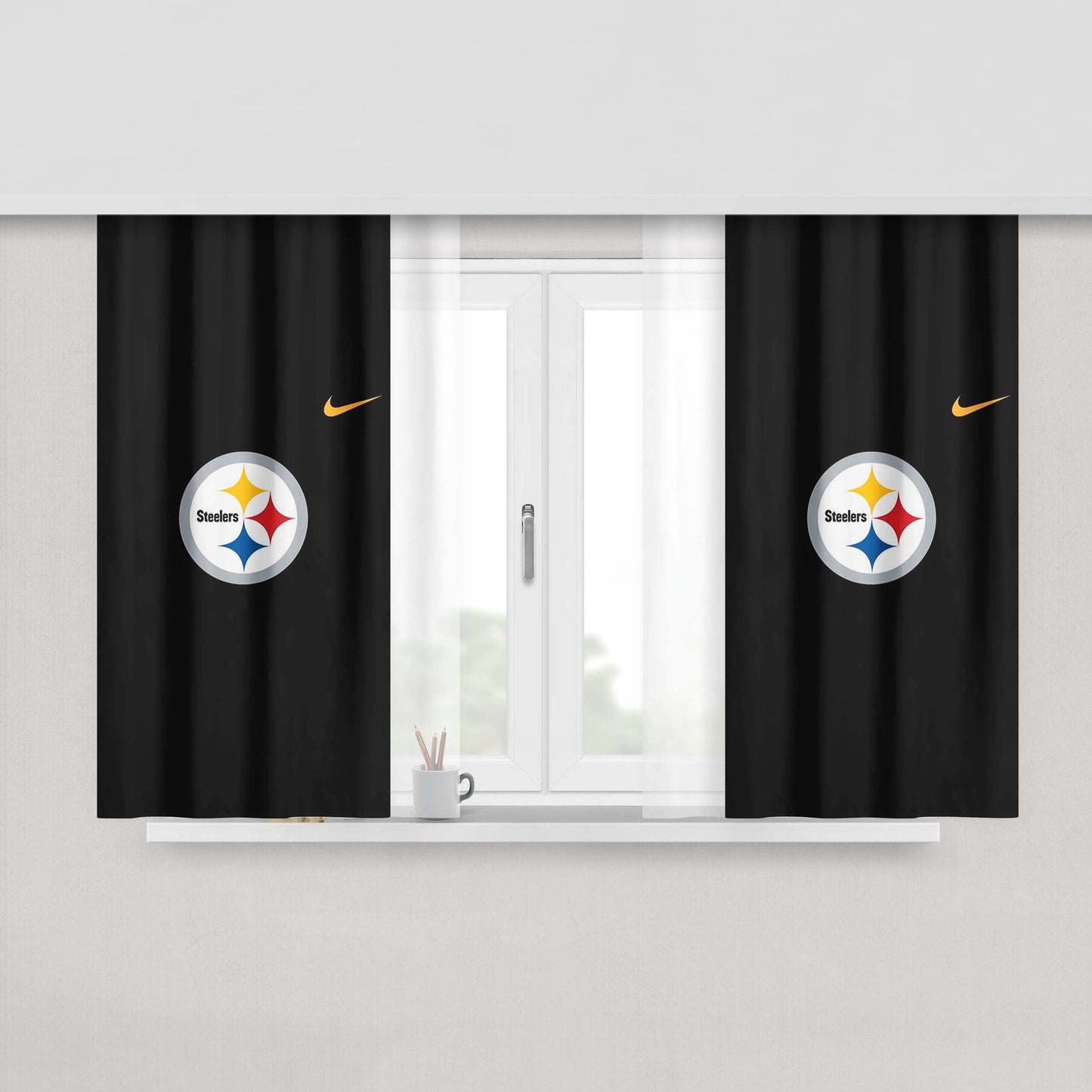 Nfl Pittsburgh Steelers Black Wallpapers Peach Skin Window Curtains