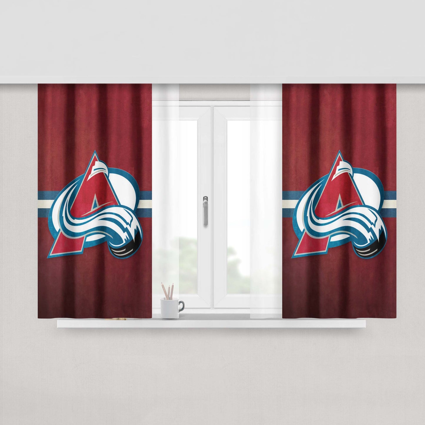 Nhl Colorado Avalanche Sport Logo Peach Skin Window Curtains
