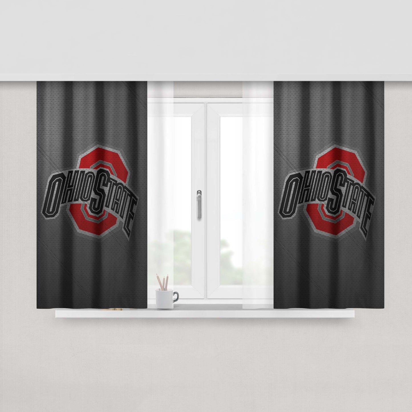 Ohio State Buckeyes Football Texture Peach Skin Window Curtains