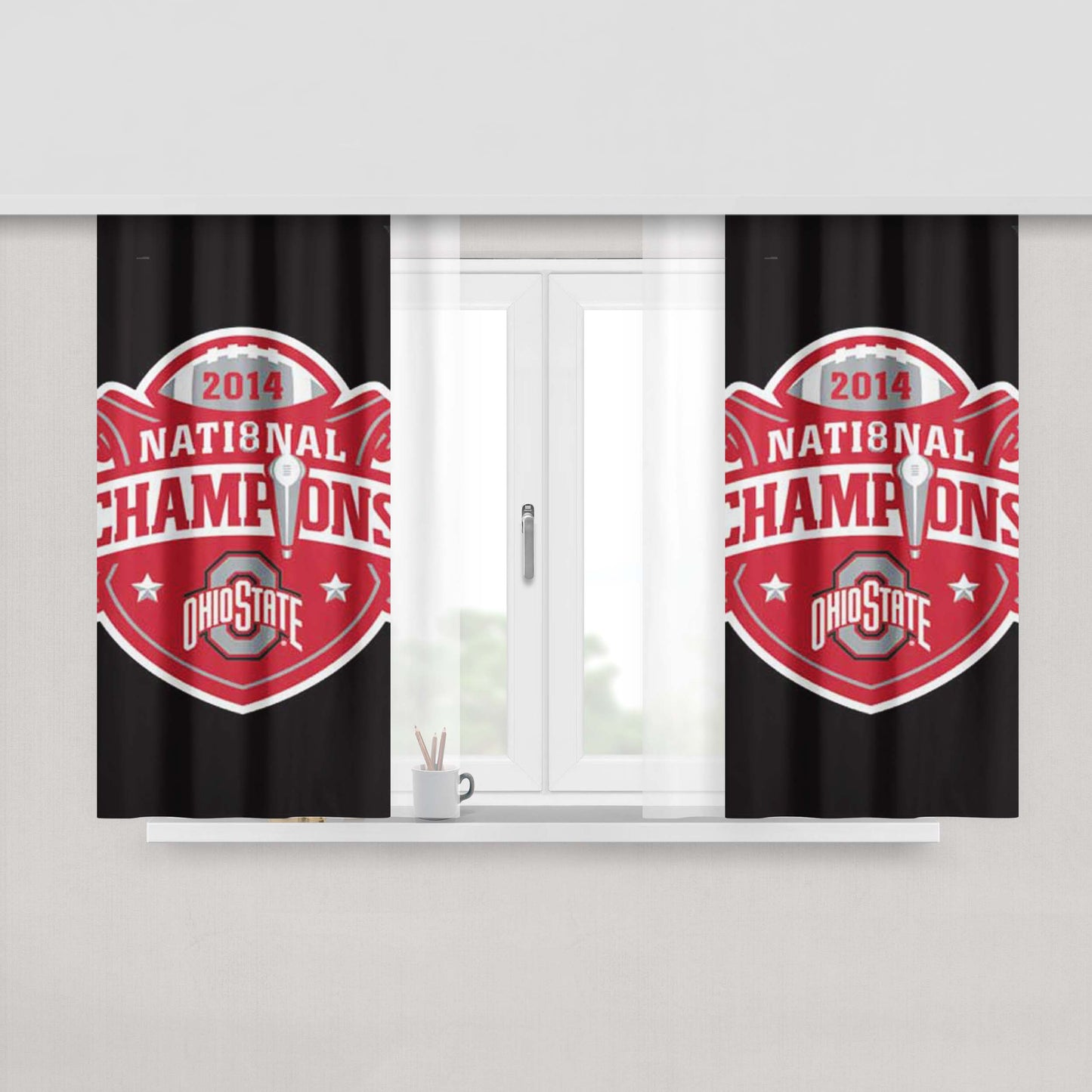 Ohio State Champ Logo Peach Skin Window Curtains