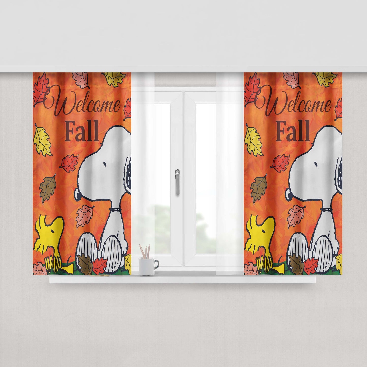 Peanuts Autumn Peach Skin Window Curtains