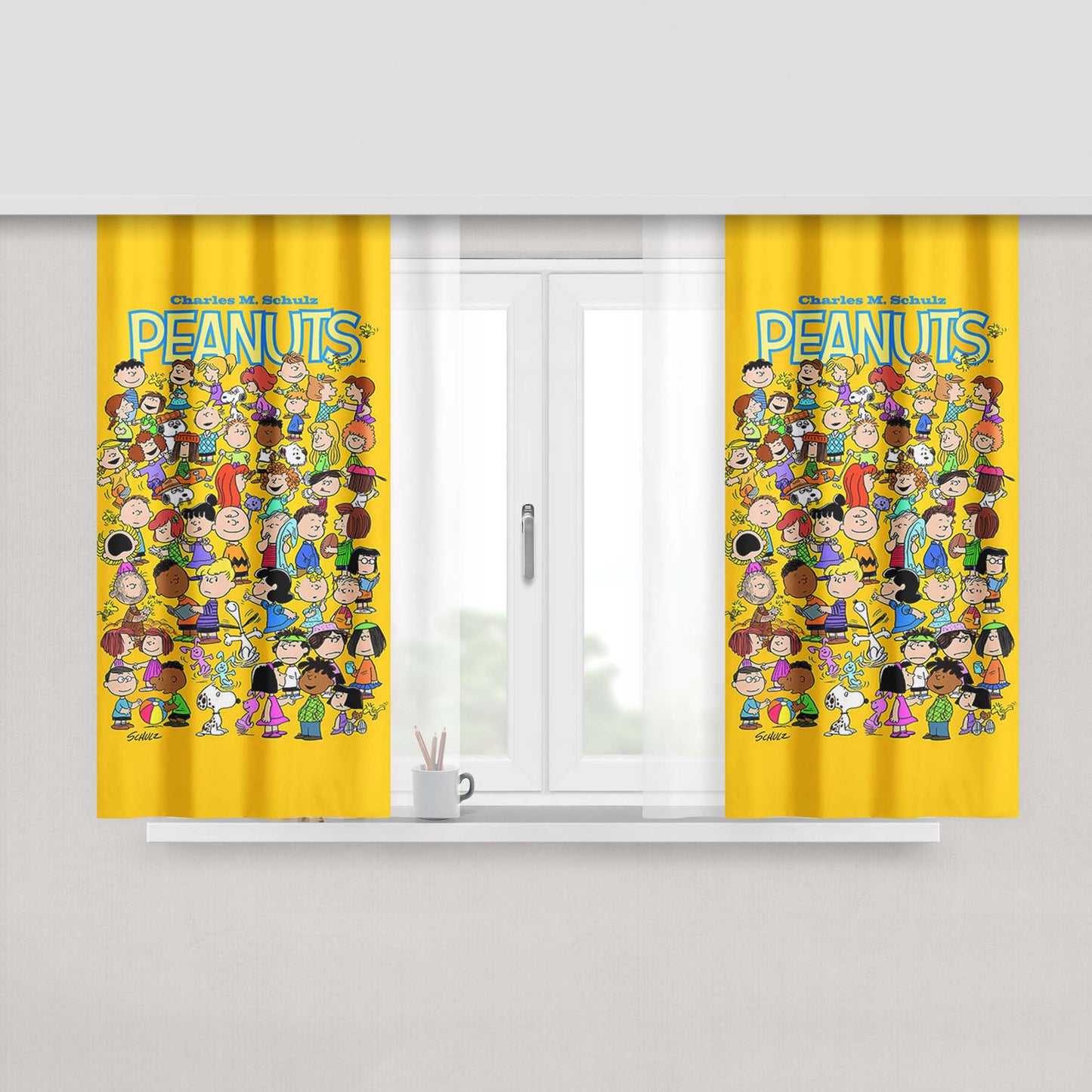 Peanuts Character Peach Skin Window Curtains