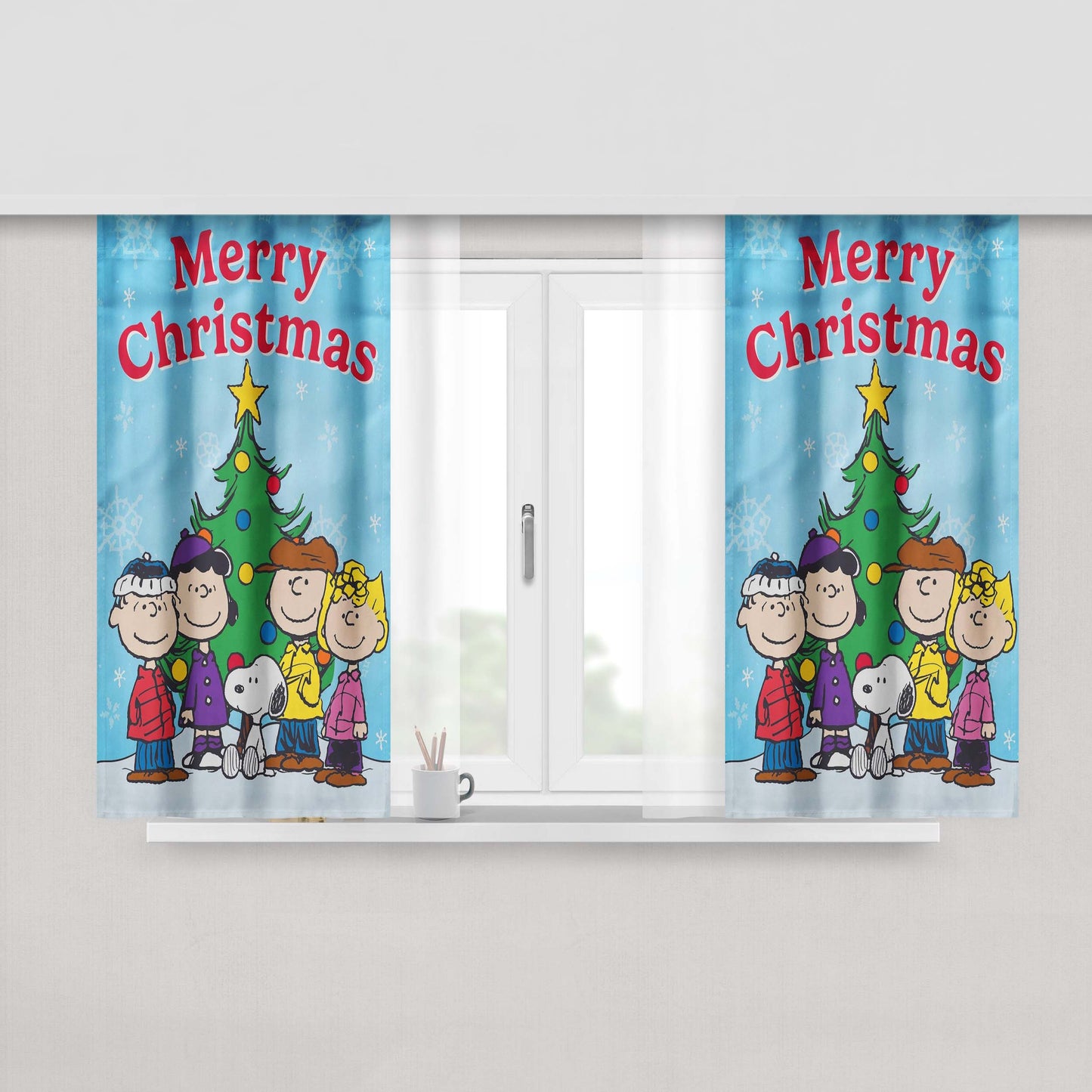 Peanuts Christmas Peach Skin Window Curtains