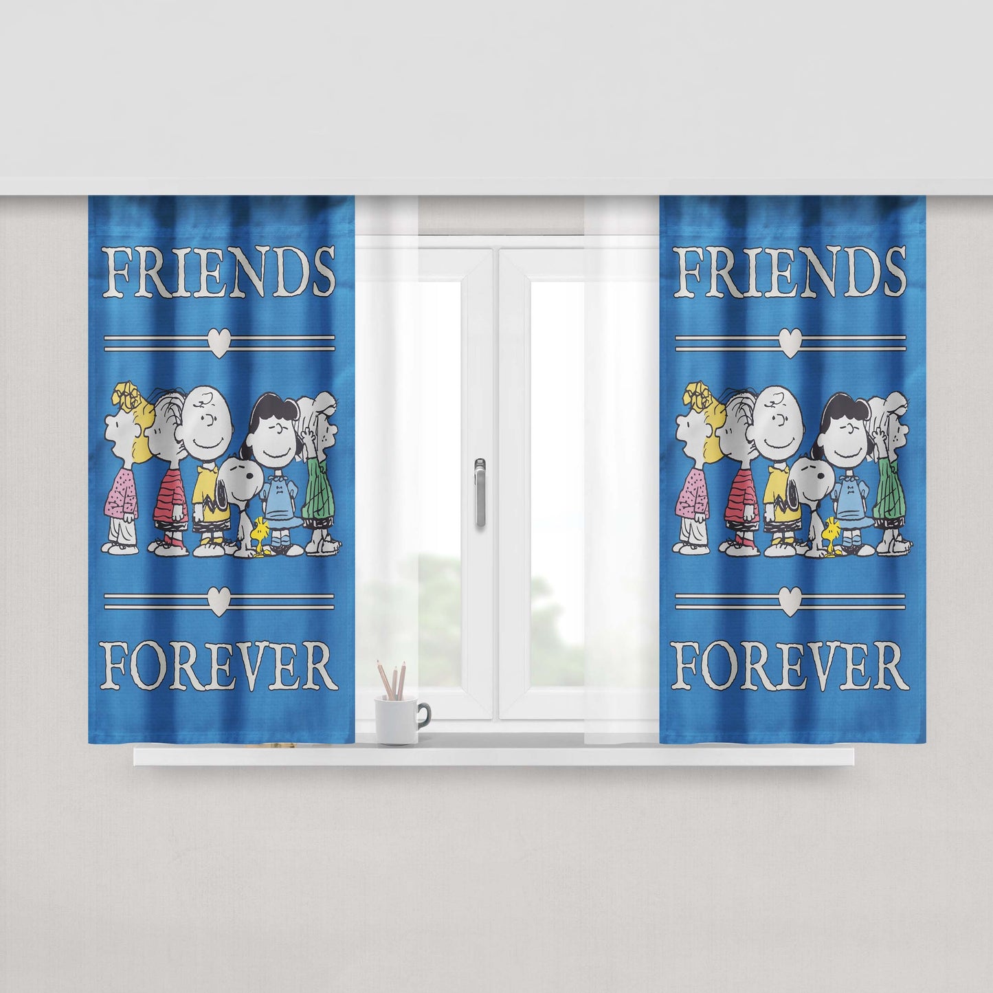 Peanuts Gang Friends Forever Peach Skin Window Curtains