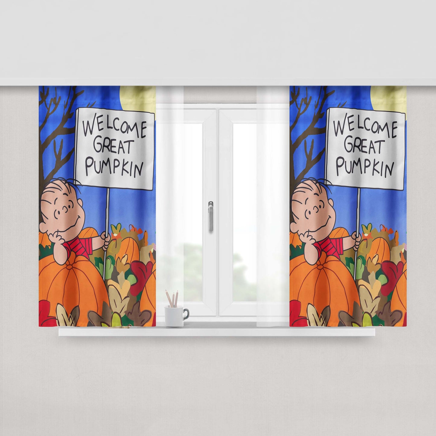 Peanuts Great Pumpkin Peach Skin Window Curtains