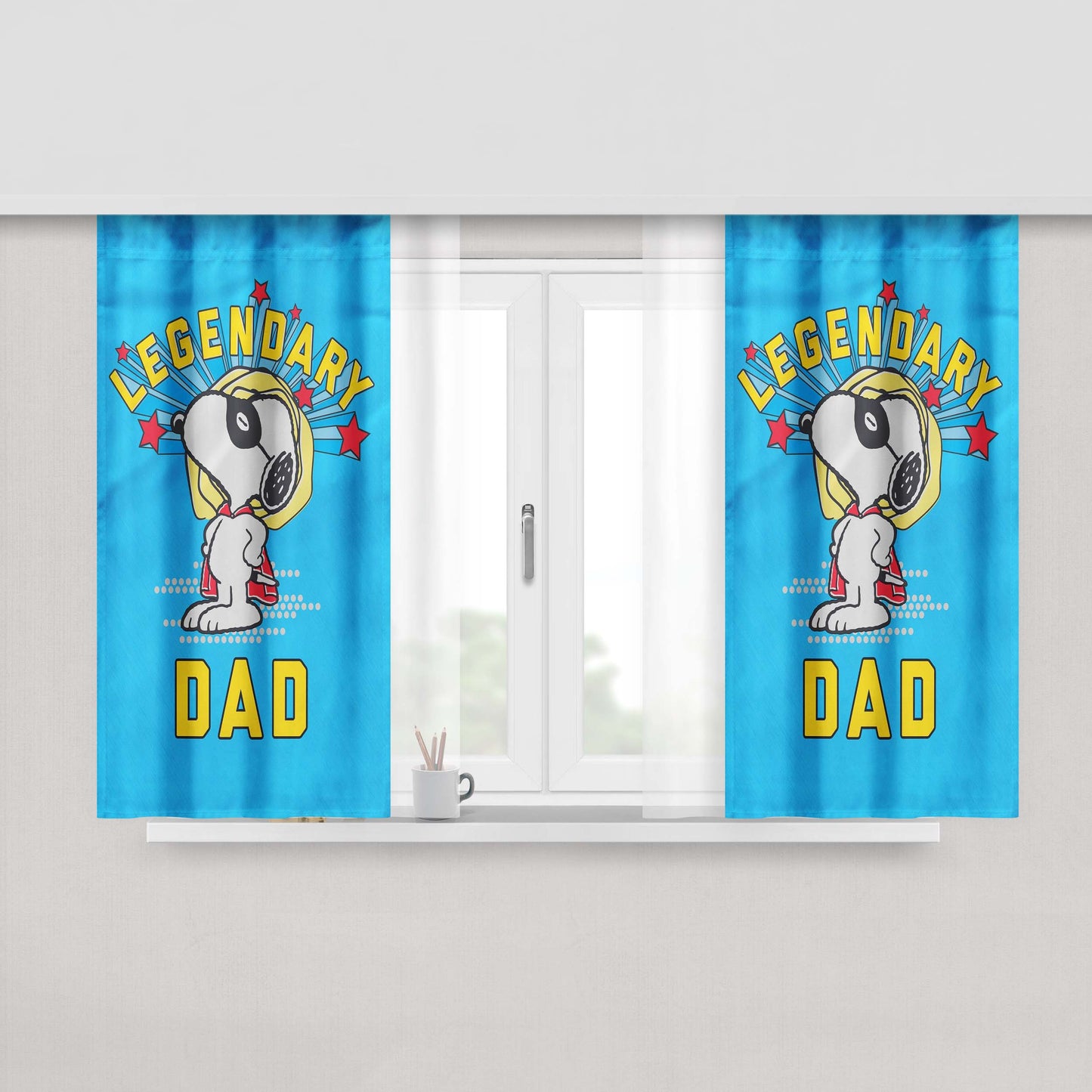 Peanuts Legendary Dad Peach Skin Window Curtains