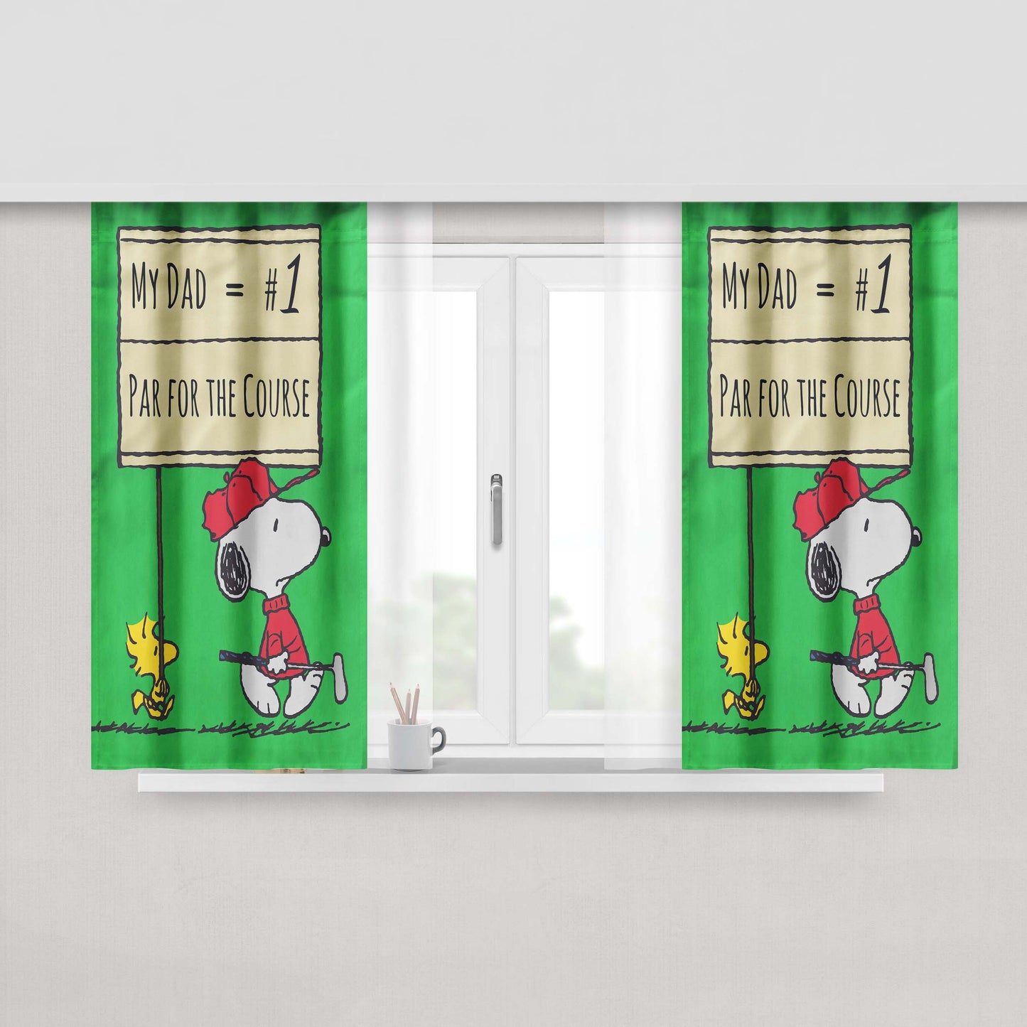 Peanuts Par For The Course Peach Skin Window Curtains