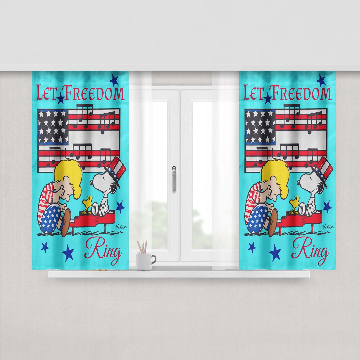 Peanuts Peanuts Let Freedom Ring Peach Skin Window Curtains