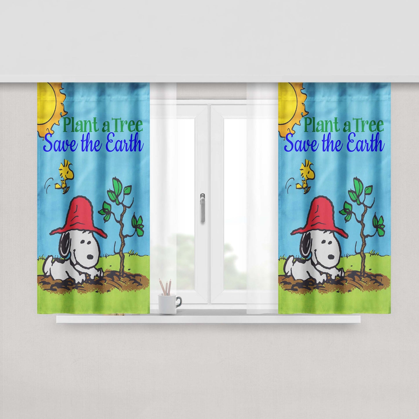 Peanuts Plant A Tree Peach Skin Window Curtains