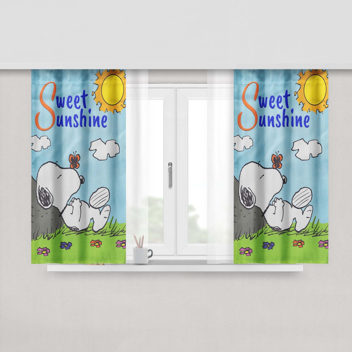 Peanuts Sweet Sunshine Snoopy Peach Skin Window Curtains