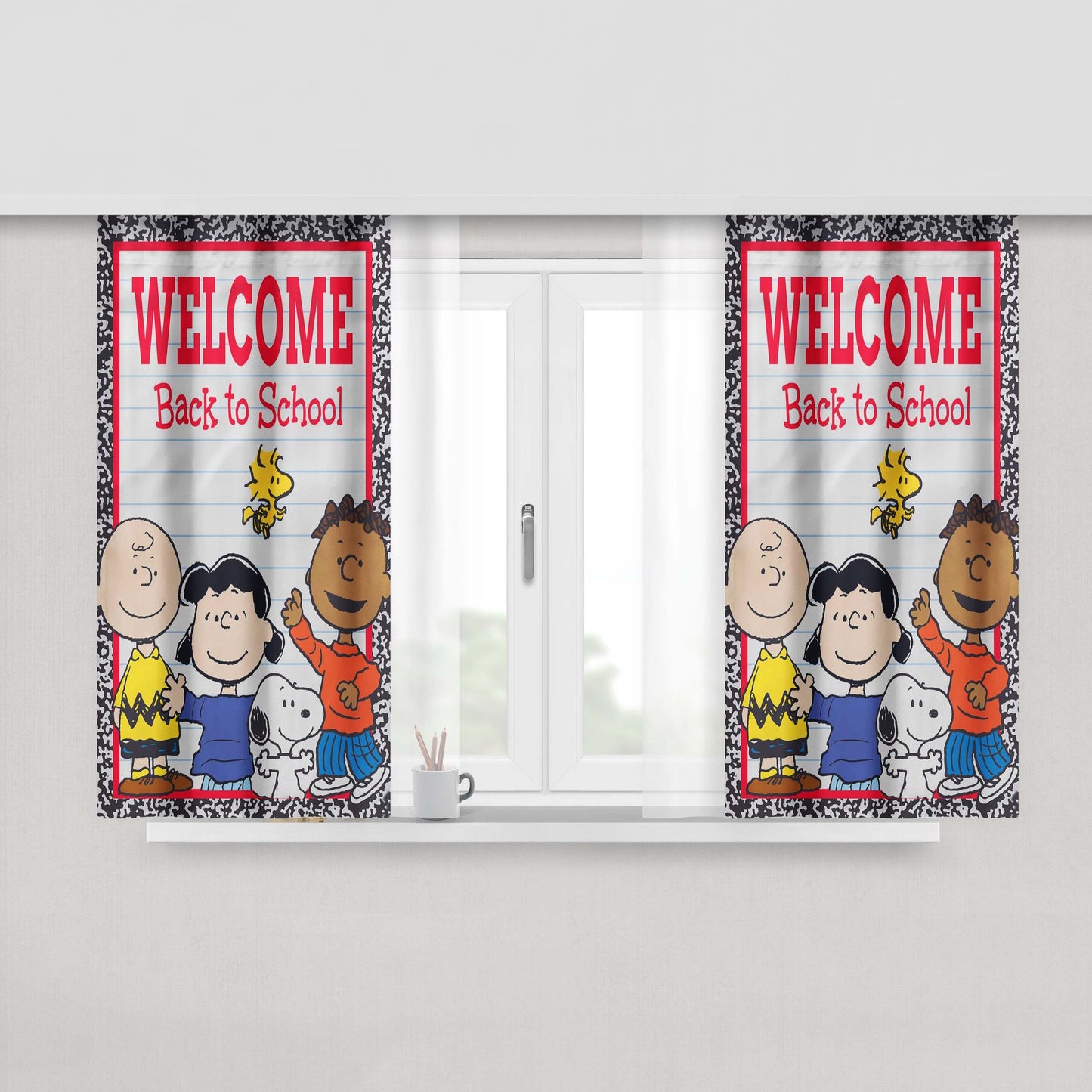 Peanuts Welcome Back To School Peanuts And The Gang Peach Skin Window Curtains