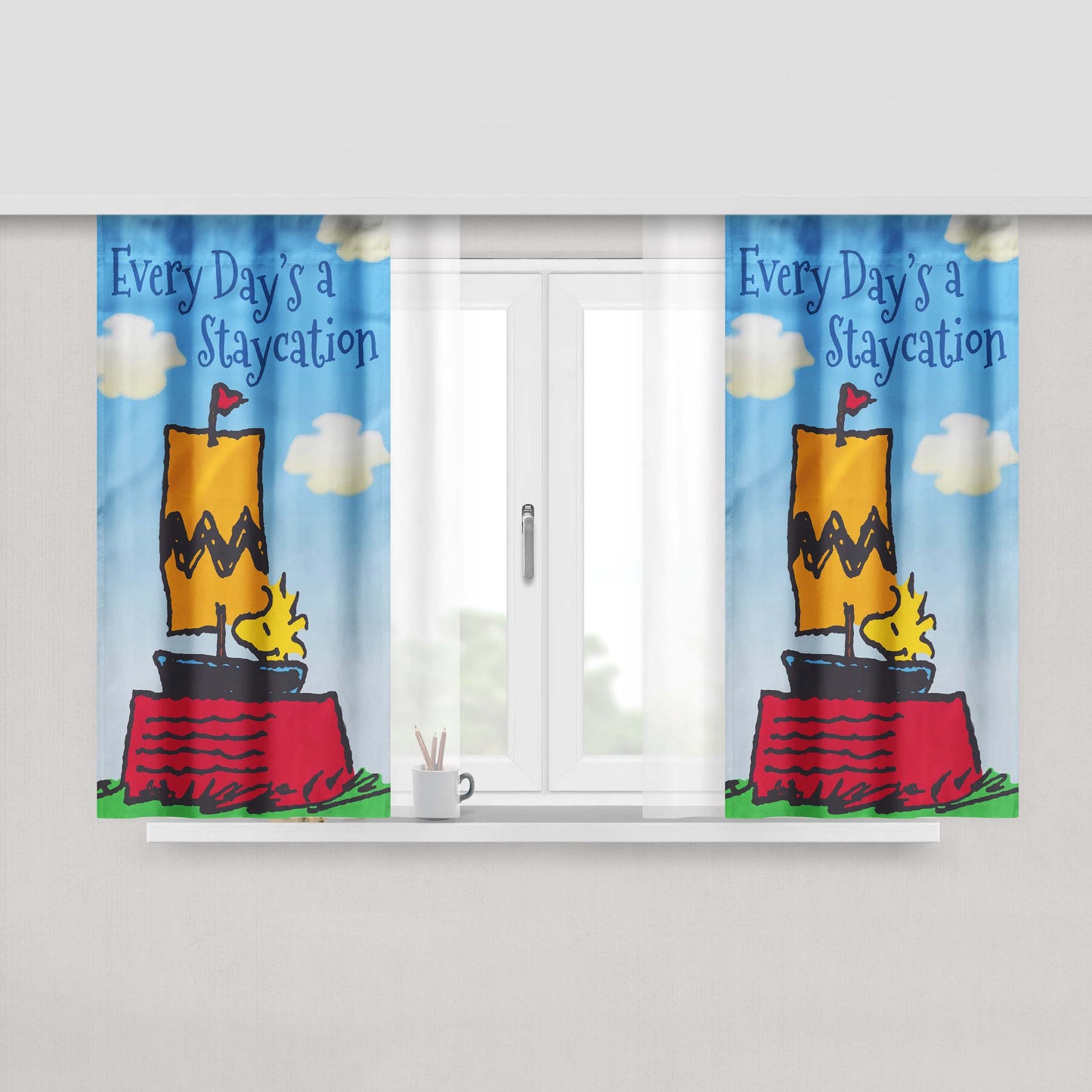 Peanuts Woodstock Staycation Peach Skin Window Curtains