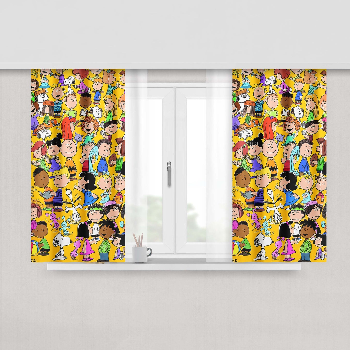 Peanuts Peach Skin Window Curtains